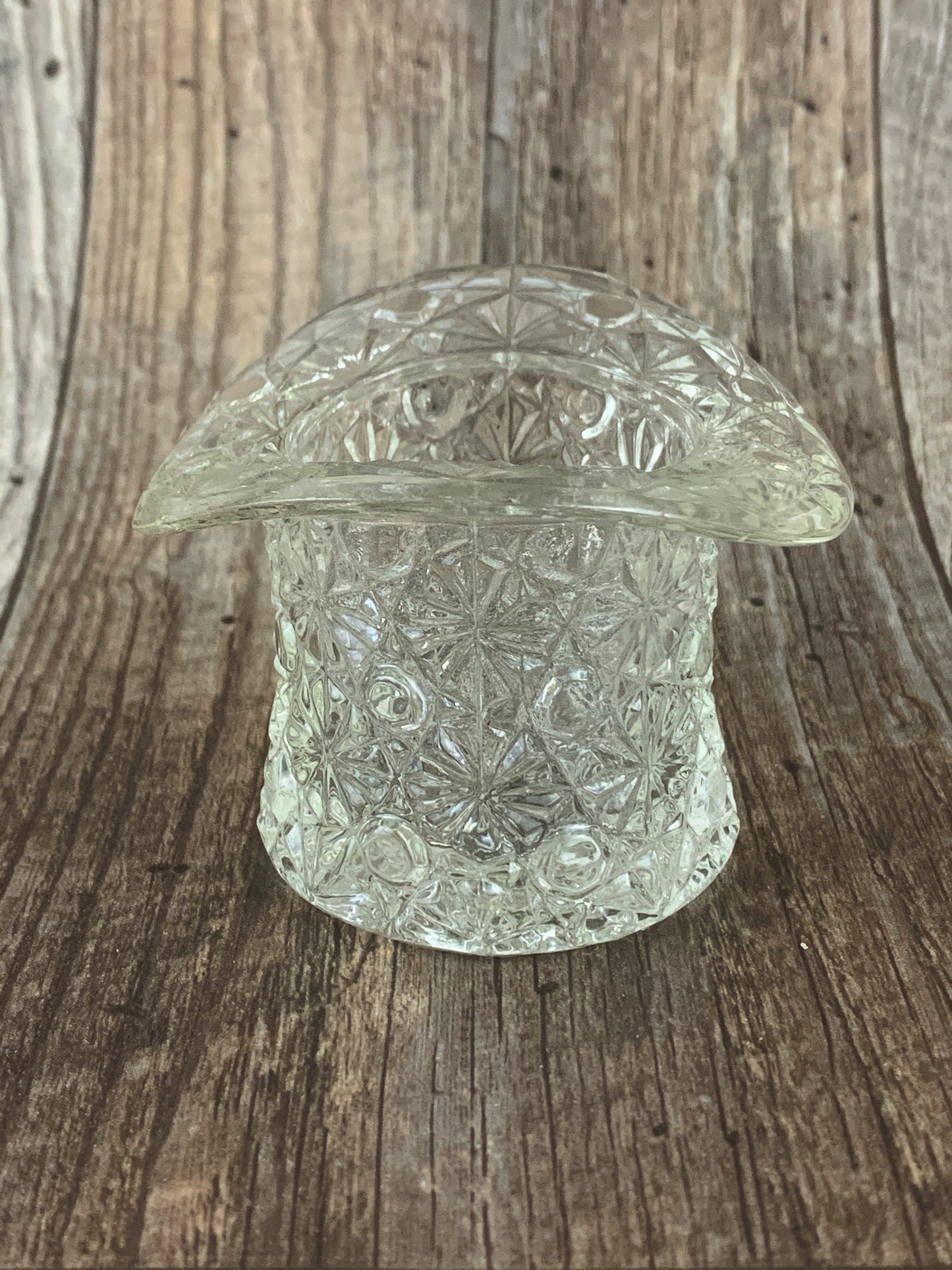 Vintage Pressed Glass Hat with Daisy and Button Pattern Vintage Home Decor