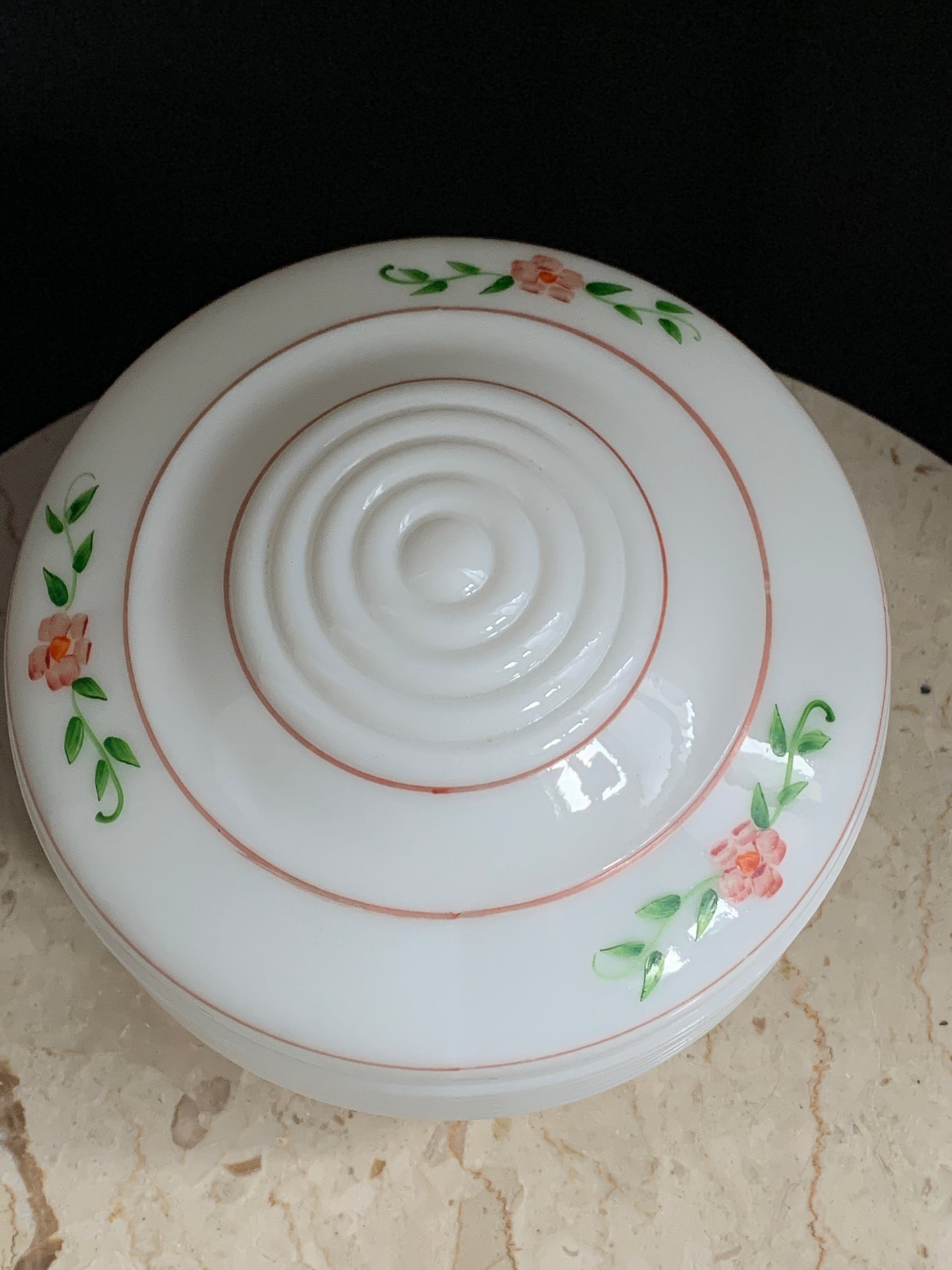 Hand Painted Milk Glass Light Cover