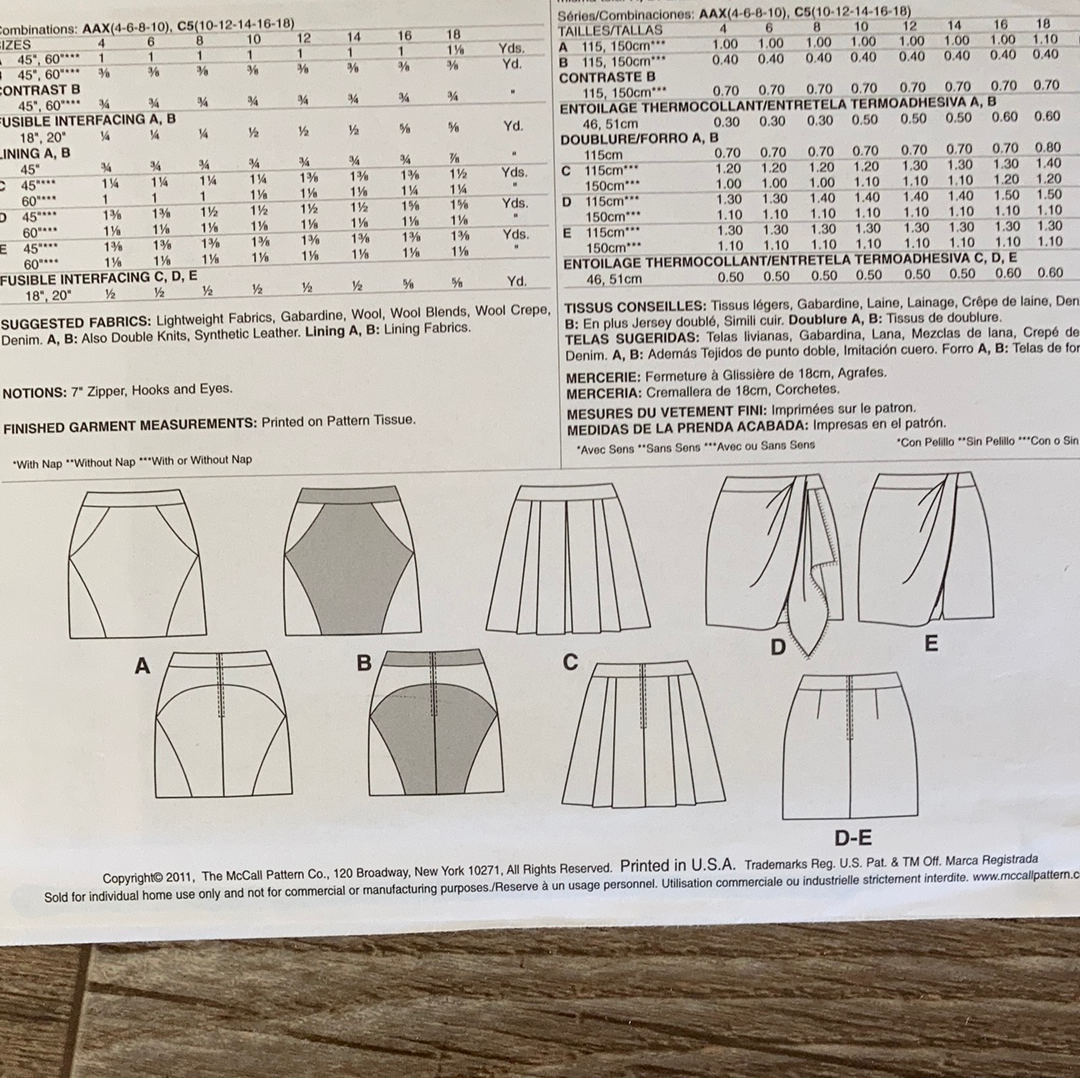 Faux Wrap Skirt Pattern Misses Above Knee Skirts Sewing Pattern Size 4 to 10 McCalls 6402