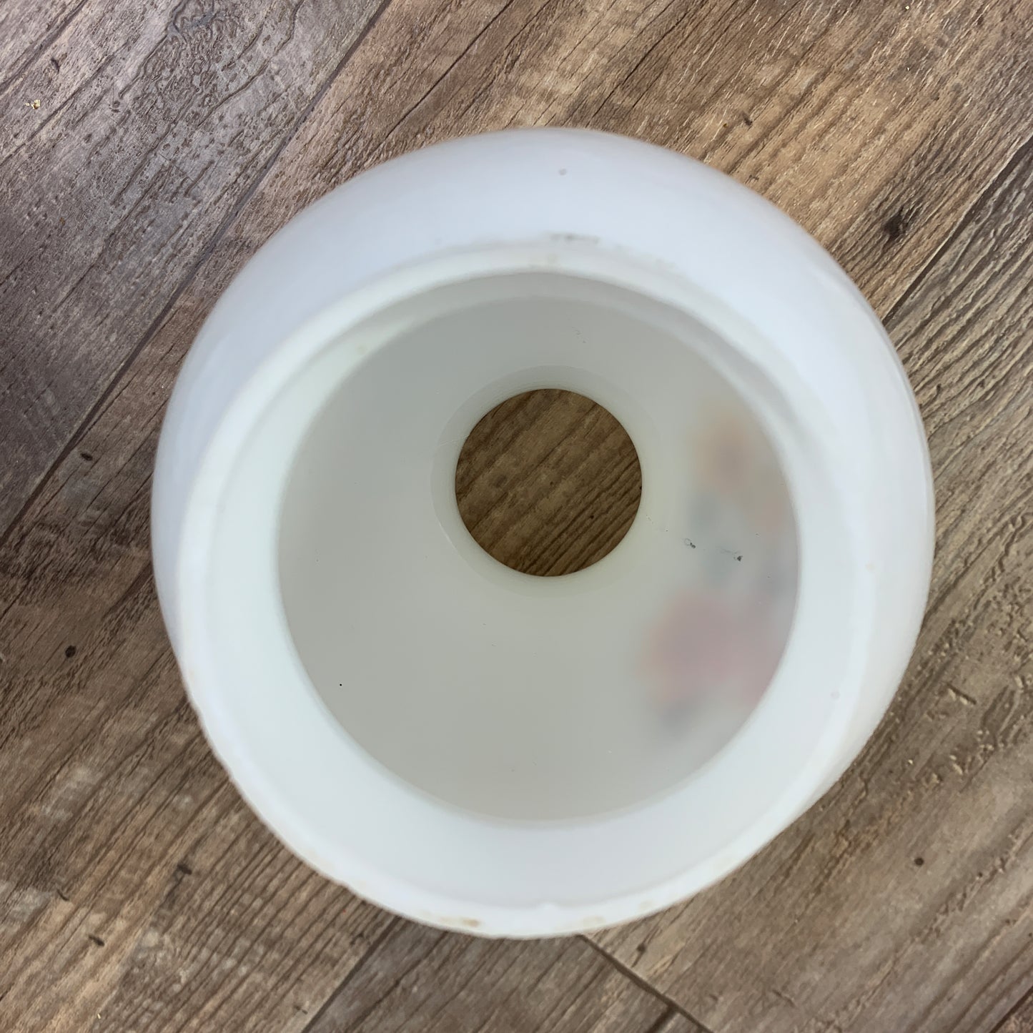 Pair of Milk Glass Hurricane Lamp Shades with Floral Pattern