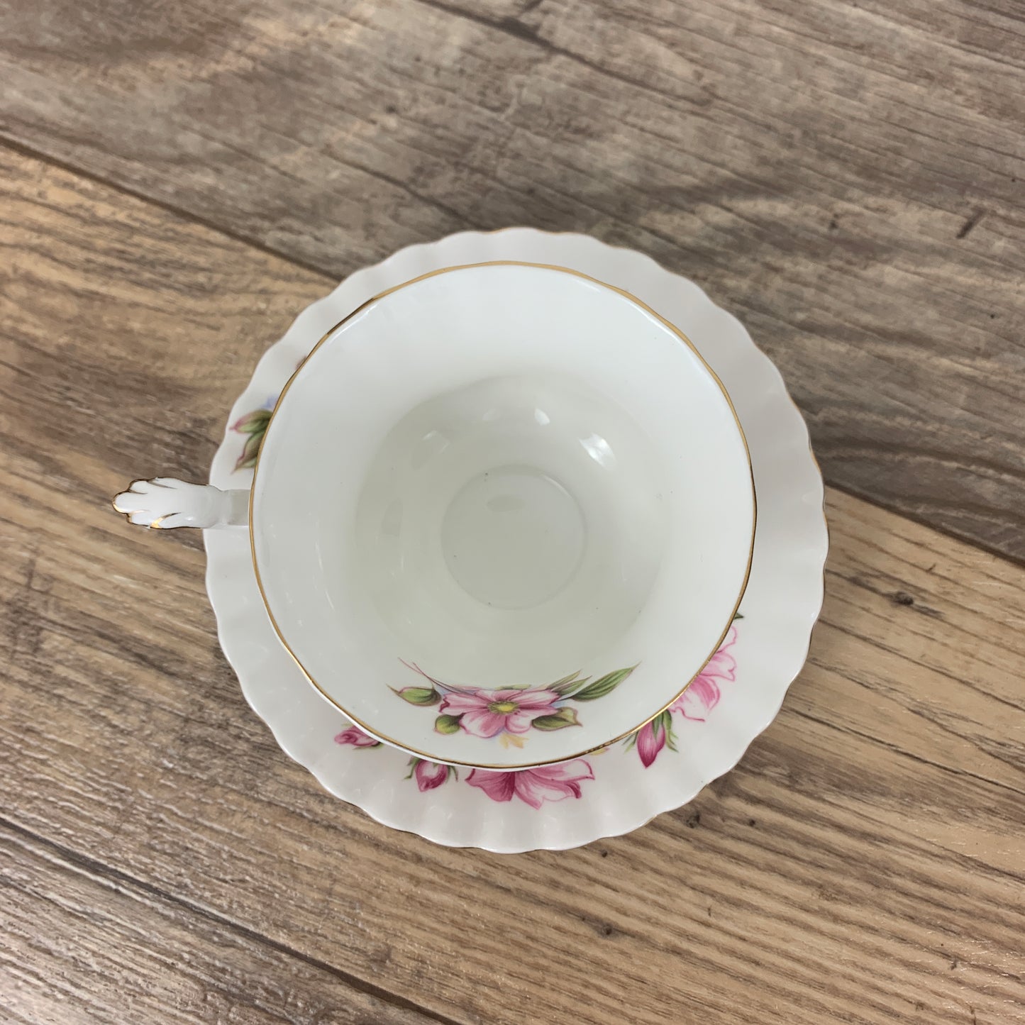 Royal Albert Wild Rose Teacup and Saucer/Vintage Tea Cup c1970-1980