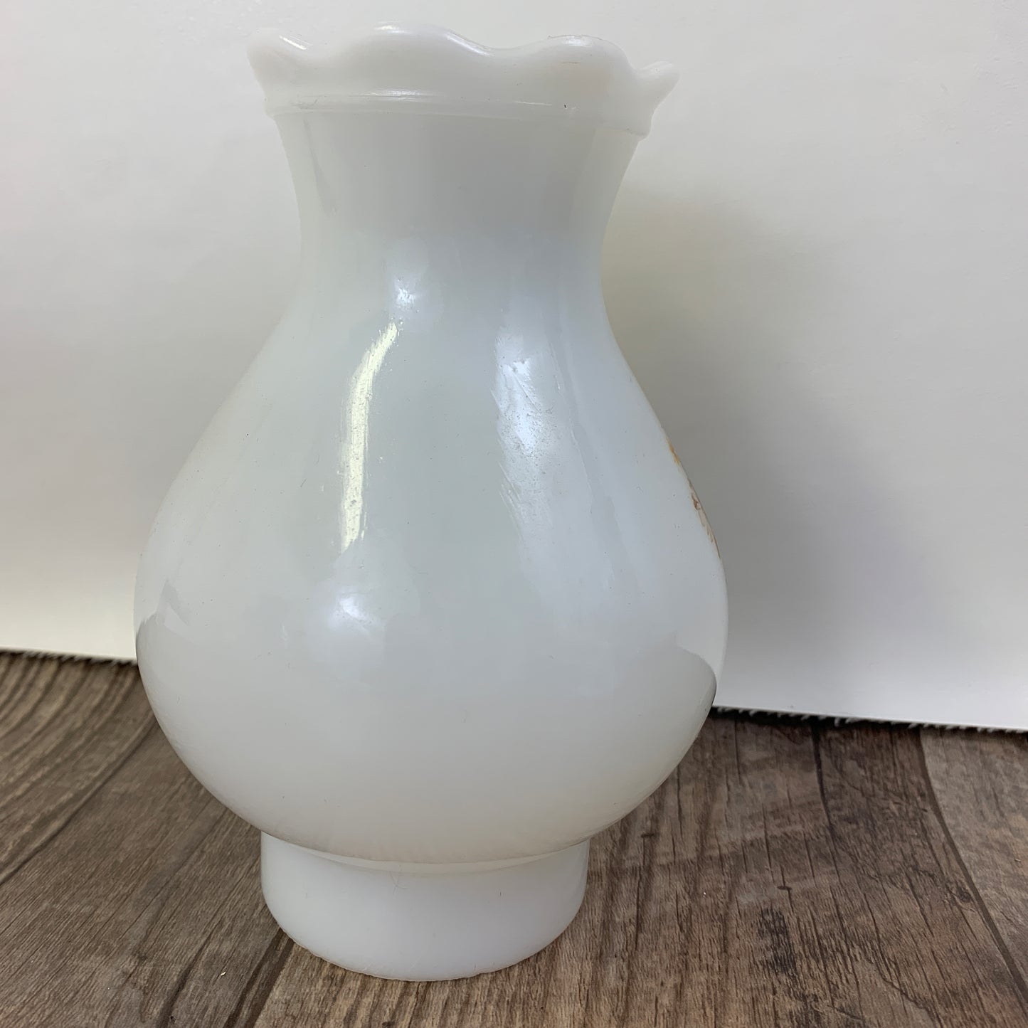 Pair of Milk Glass Hurricane Lamp Shades with Floral Pattern