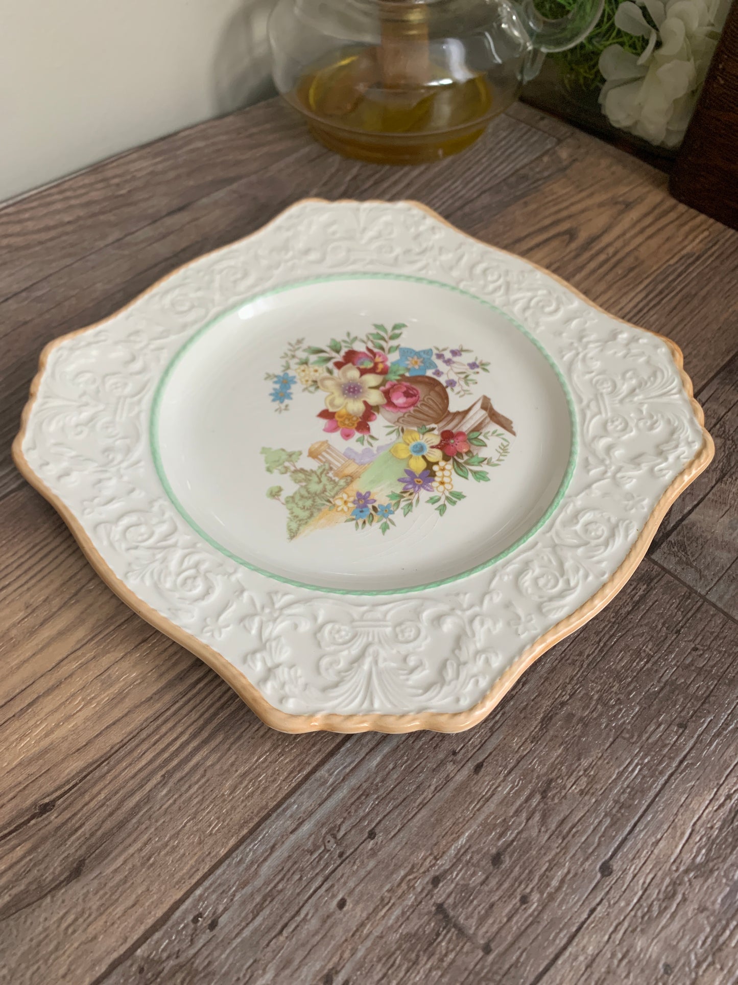 Royal Winton Antique China Plate with Raised Design Floral Pattern