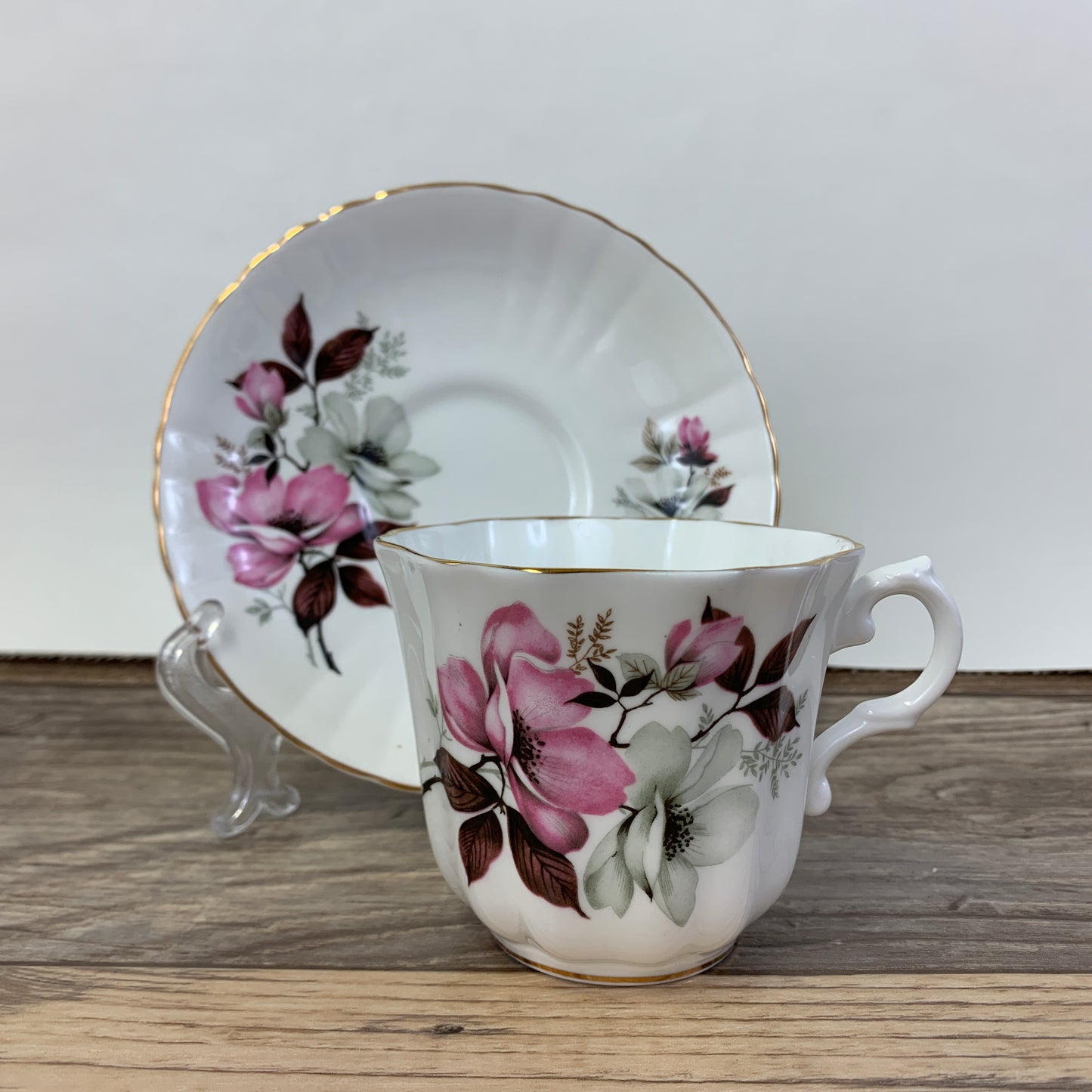 Royal Grafton Pink and White Floral Teacup