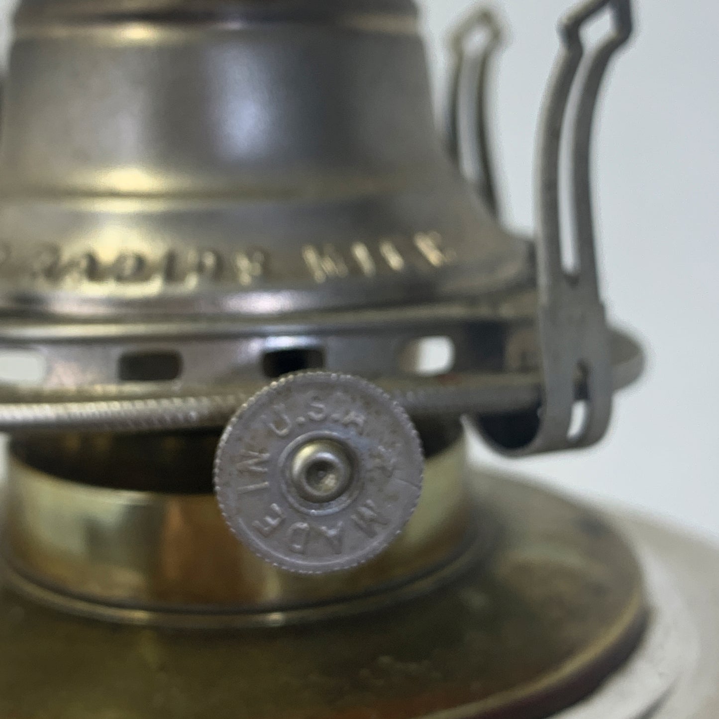 Antique Oil Lamp with Milk Glass and Cast Base