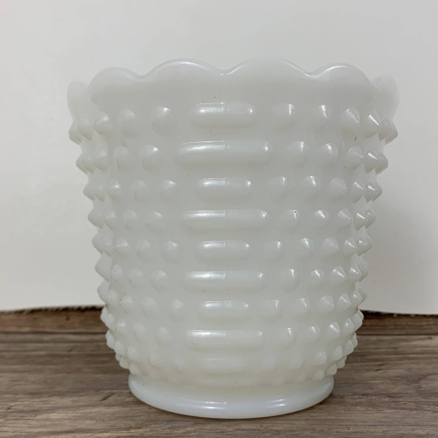 FireKing Milk Glass Hobnail Planter, Vintage Farmhouse Decor.
