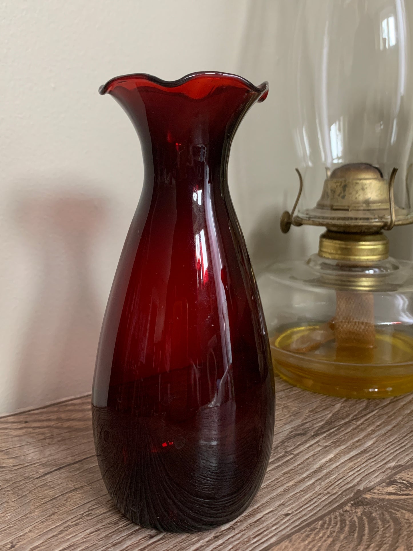 Ruby Red Vintage Glass Bud Vase Pair Red Glass Vintage Home Decor