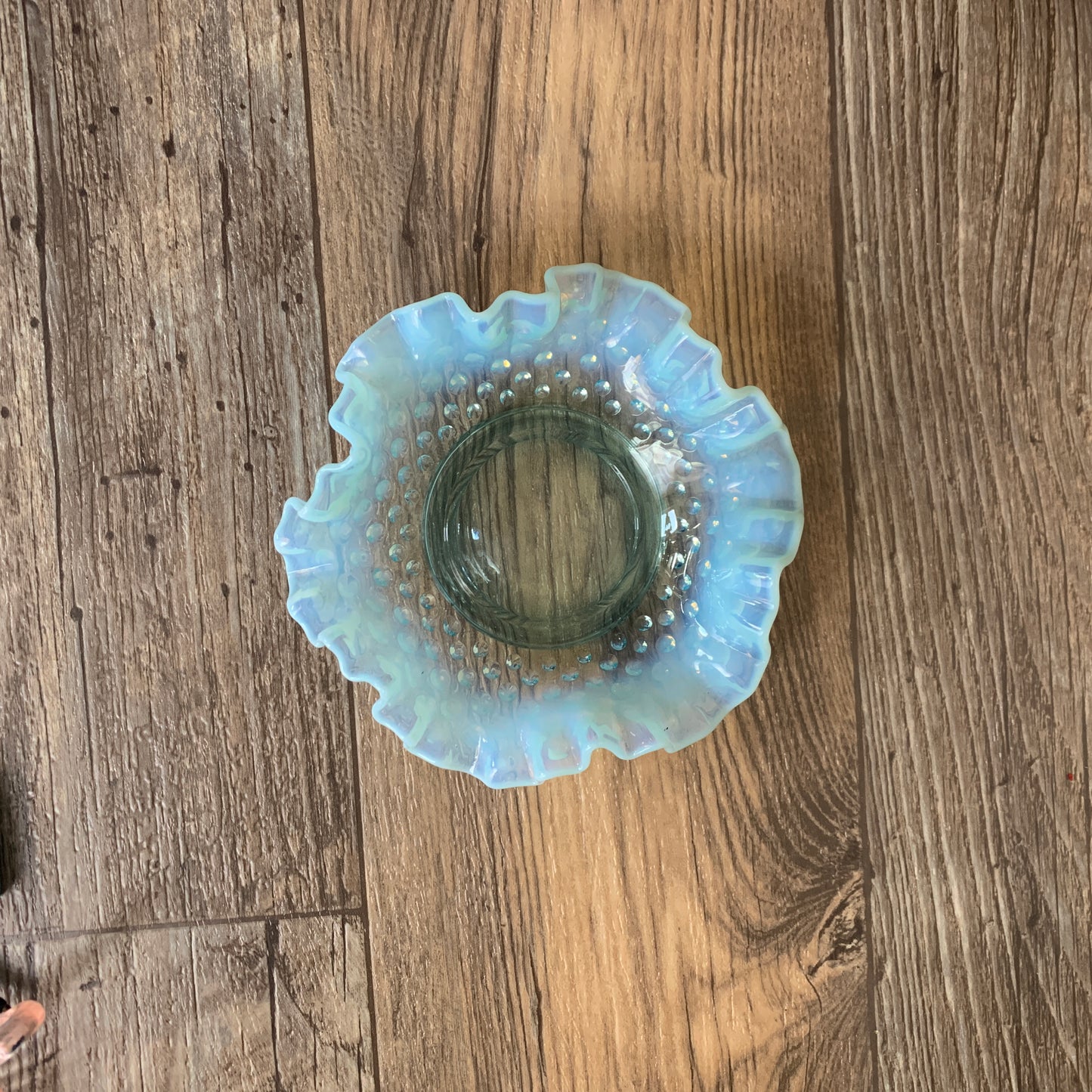 Vintage Blue Opaline Hobnail, Vintage Fenton Hobnail Nut Dish