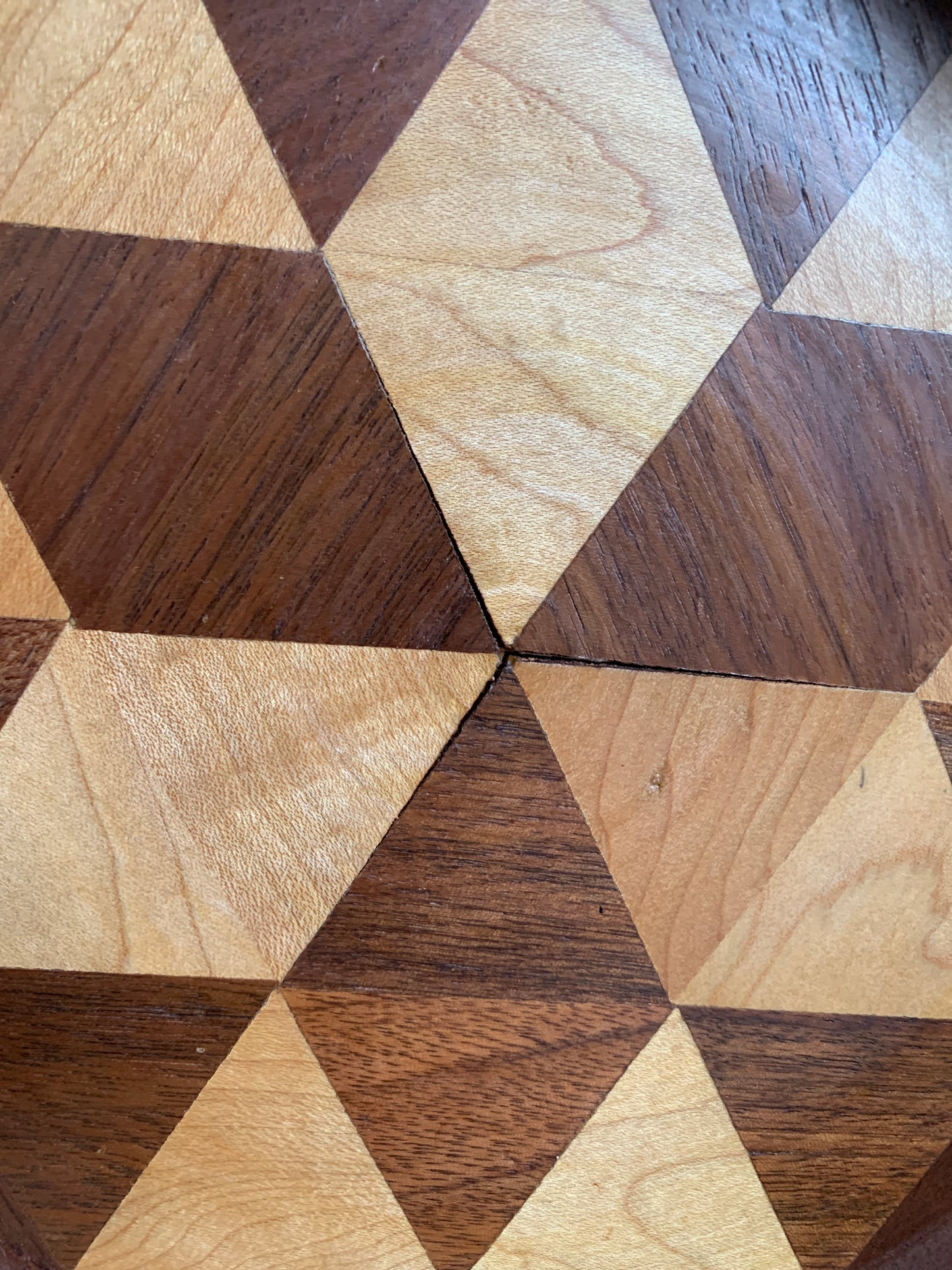 Vintage Wood Turned Bowl Multi Coloured Wood Hand Made Geometric Pattern Vintage Home Decor