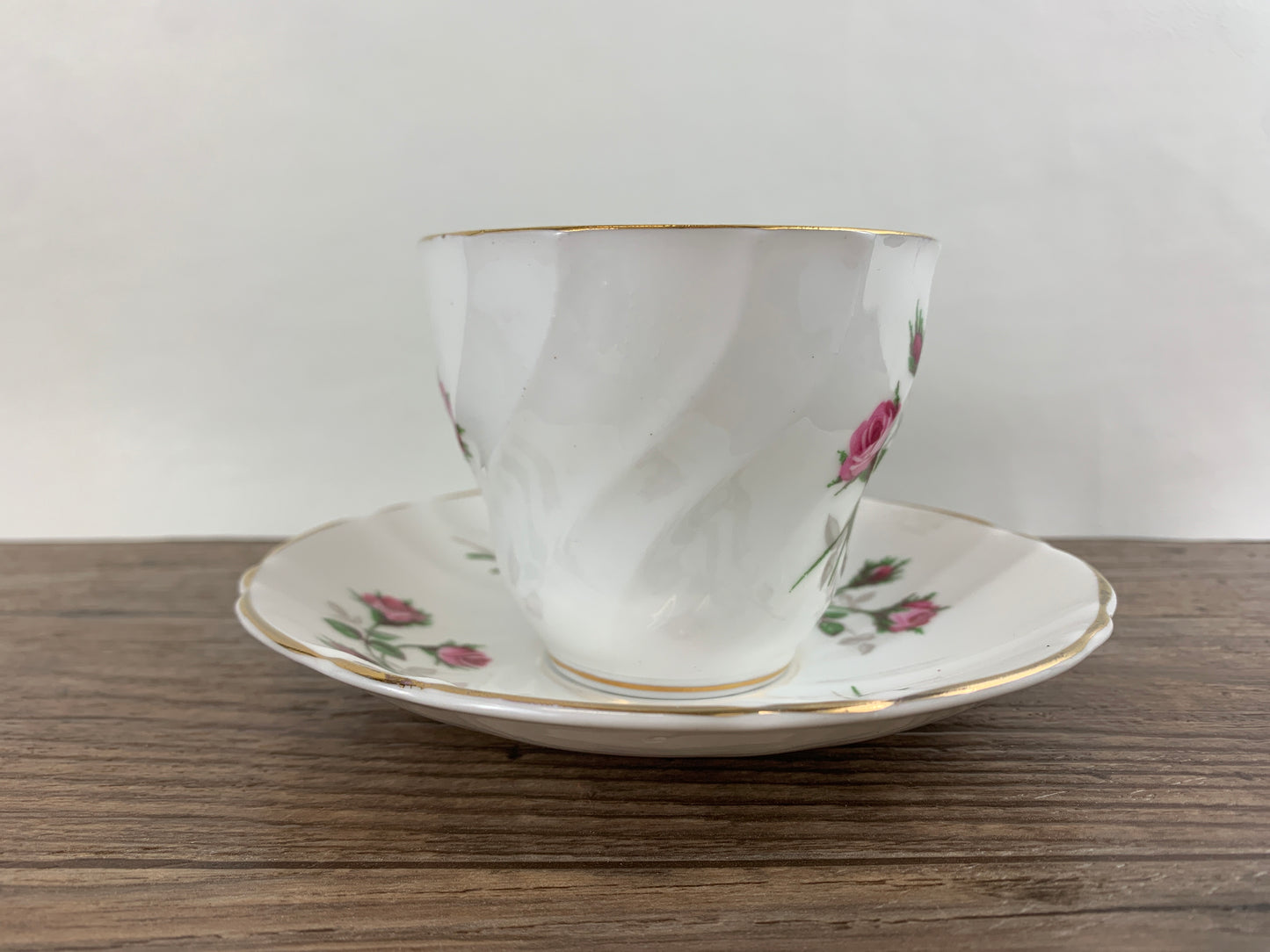 Vintage Teacup with Pink Rosebuds Staffordshire Fine Bone China Tea Cup Mothers Day Gift