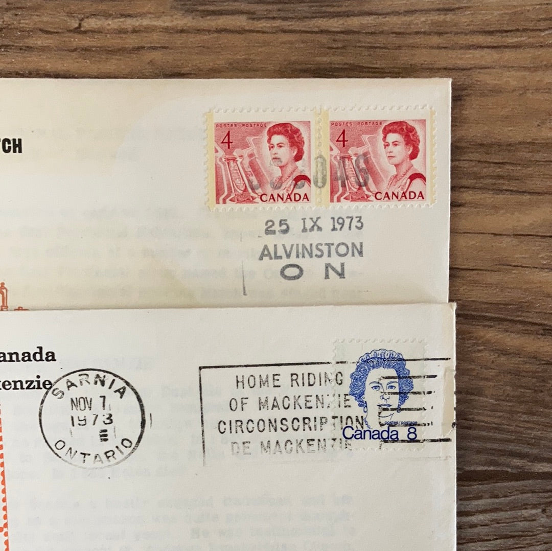 Collection of six Vintage Canada Postage Stamp First Day Cover FDC on Decorative Envelopes
