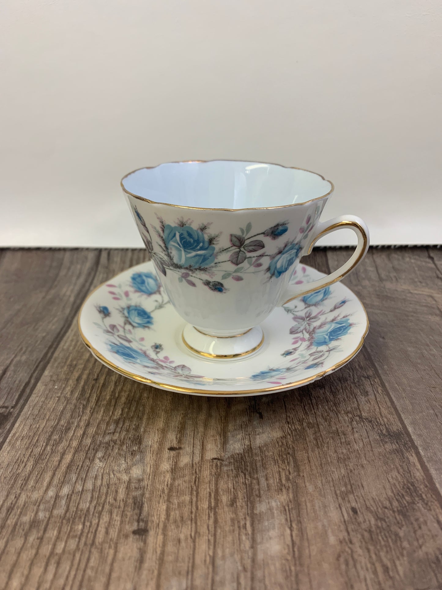 Vintage Teacup with Blue Floral Pattern Blue Inner Cup Mothers Day Gifts Vintage English Tea Cups