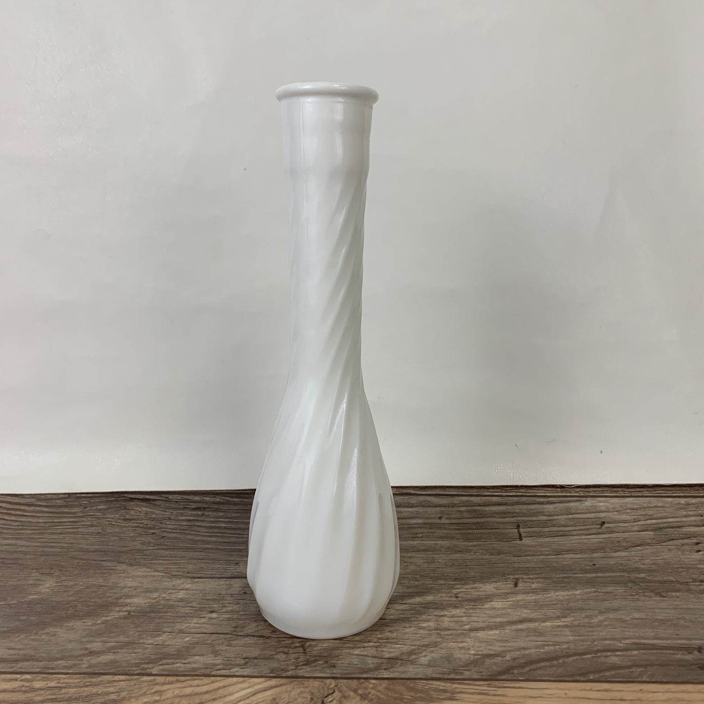 Milk Glass Bud Vase with Swirl Pattern