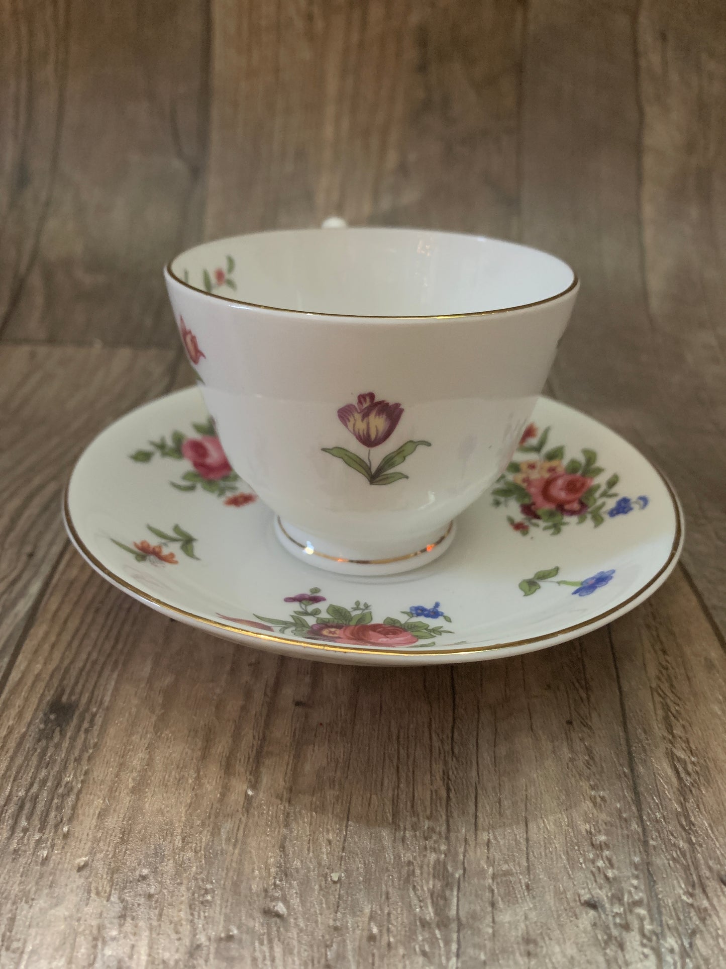 Vintage Teacup with Floral Pattern Staffordshire Tea Cup with Rose Bouquet Mothers Day Gifts