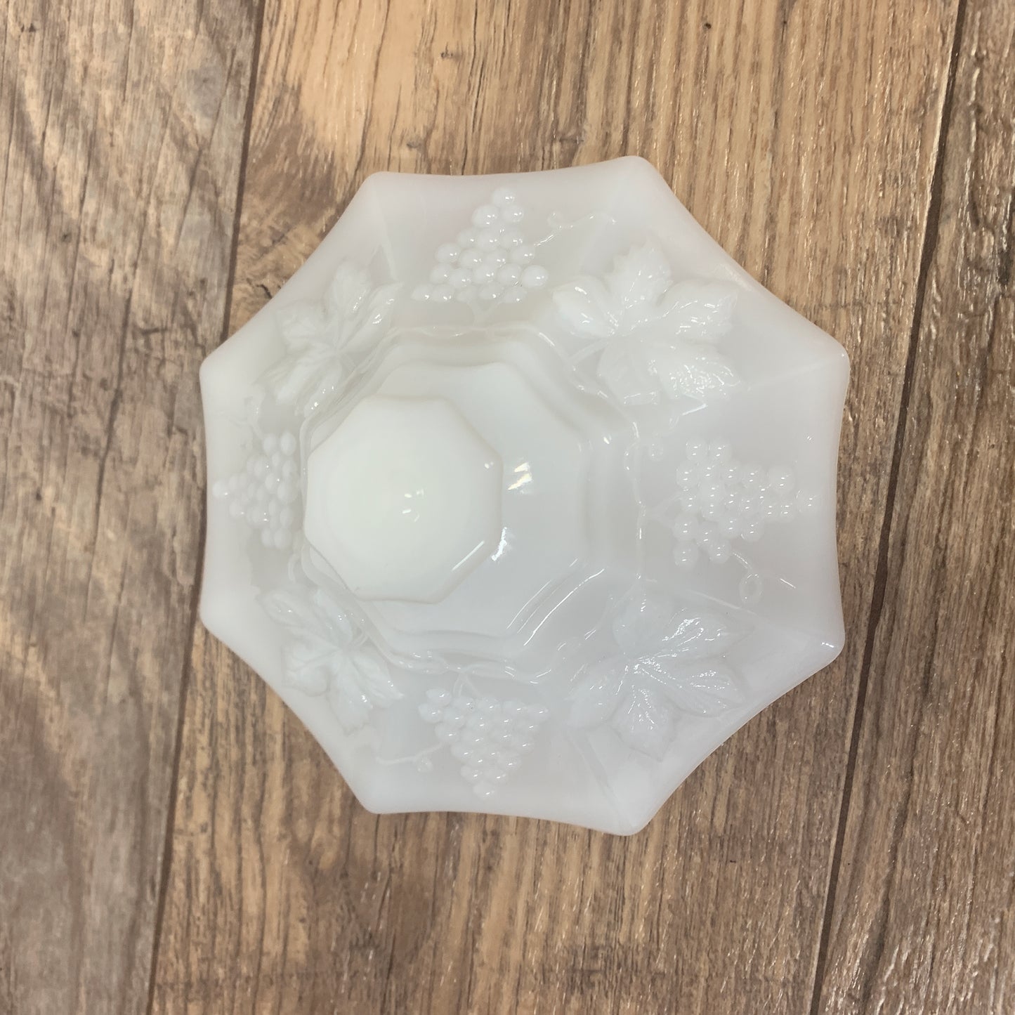 Milk Glass Covered Candy Dish, Anchor Hocking Octagon Shaped Candy Dish with Lid
