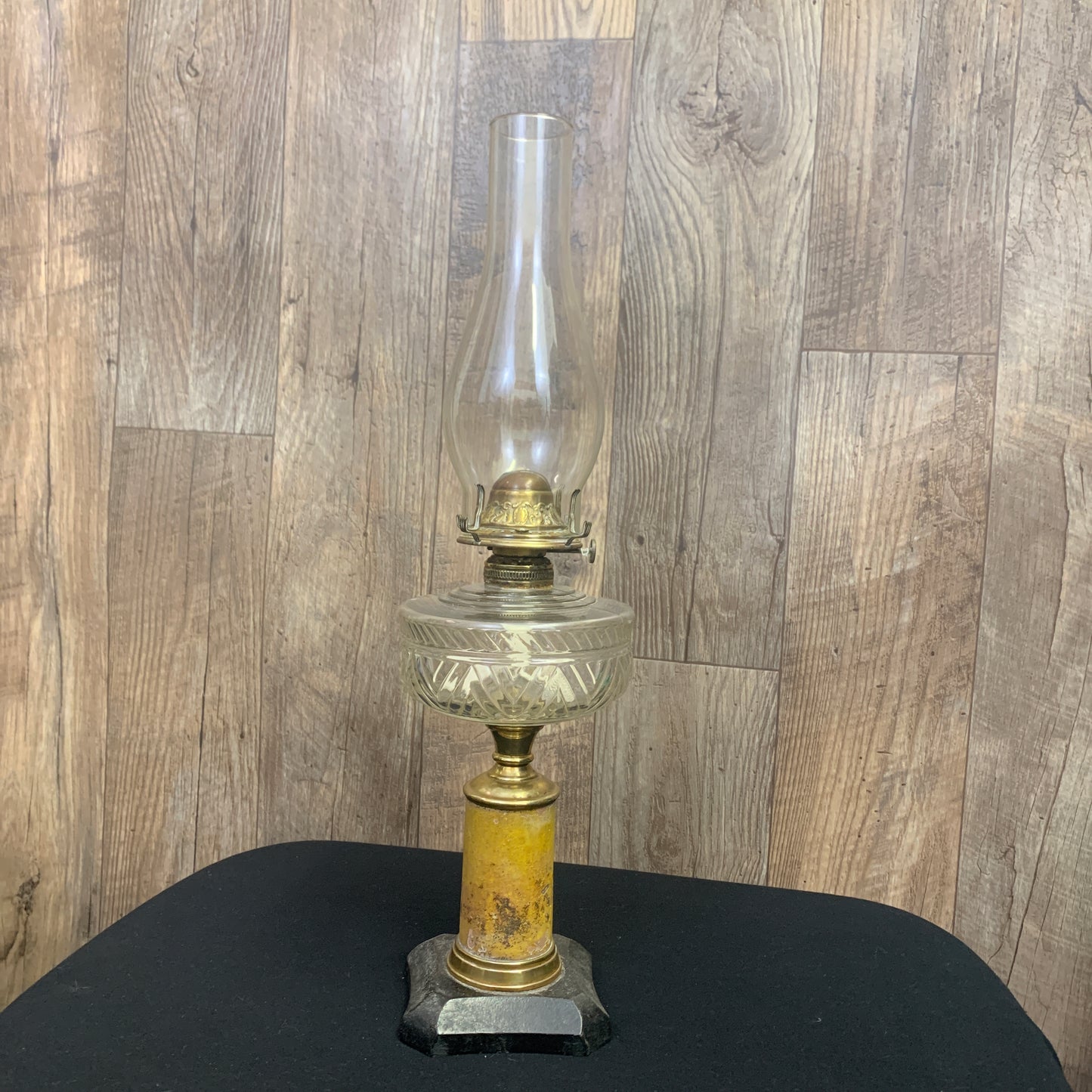 Antique Cast Iron Base Oil Lamp Ornate Burner Patent 1892