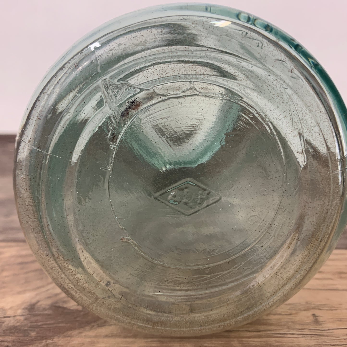 Crown Canning Jar with Green Tint and Clear Lid