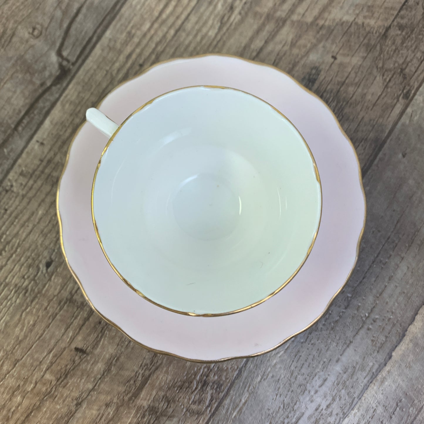 Pink and White Vintage Teacup with Gold Design, Royal Vale English Tea Cup