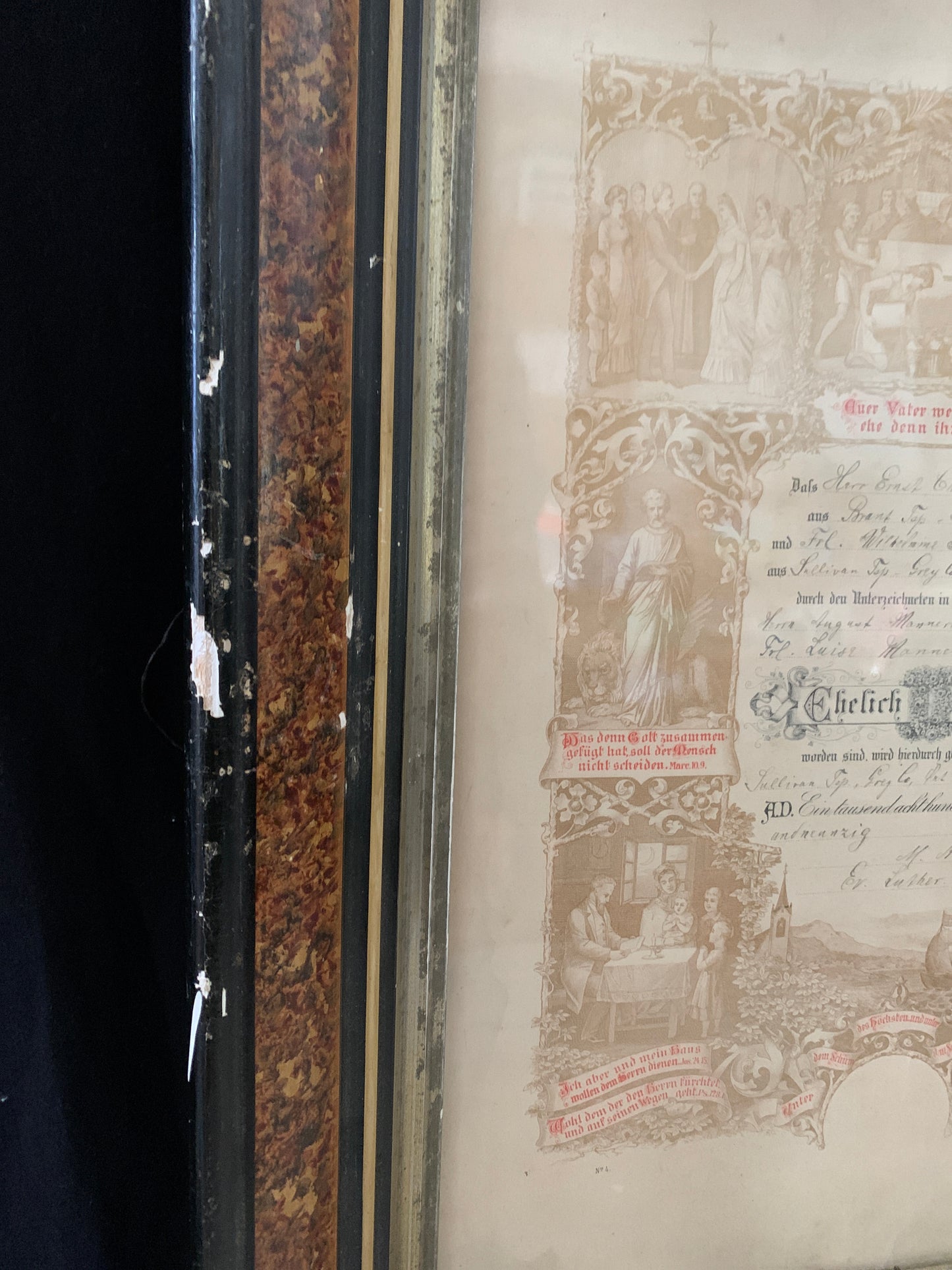 Antique Birth Certificate 1892 Framed Certificate of Birth