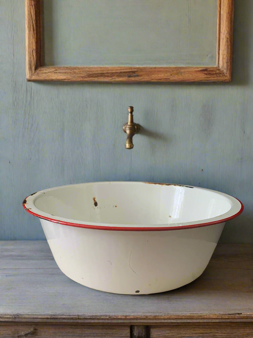 Enamel Wash Basin Vintage Farmhouse Decor