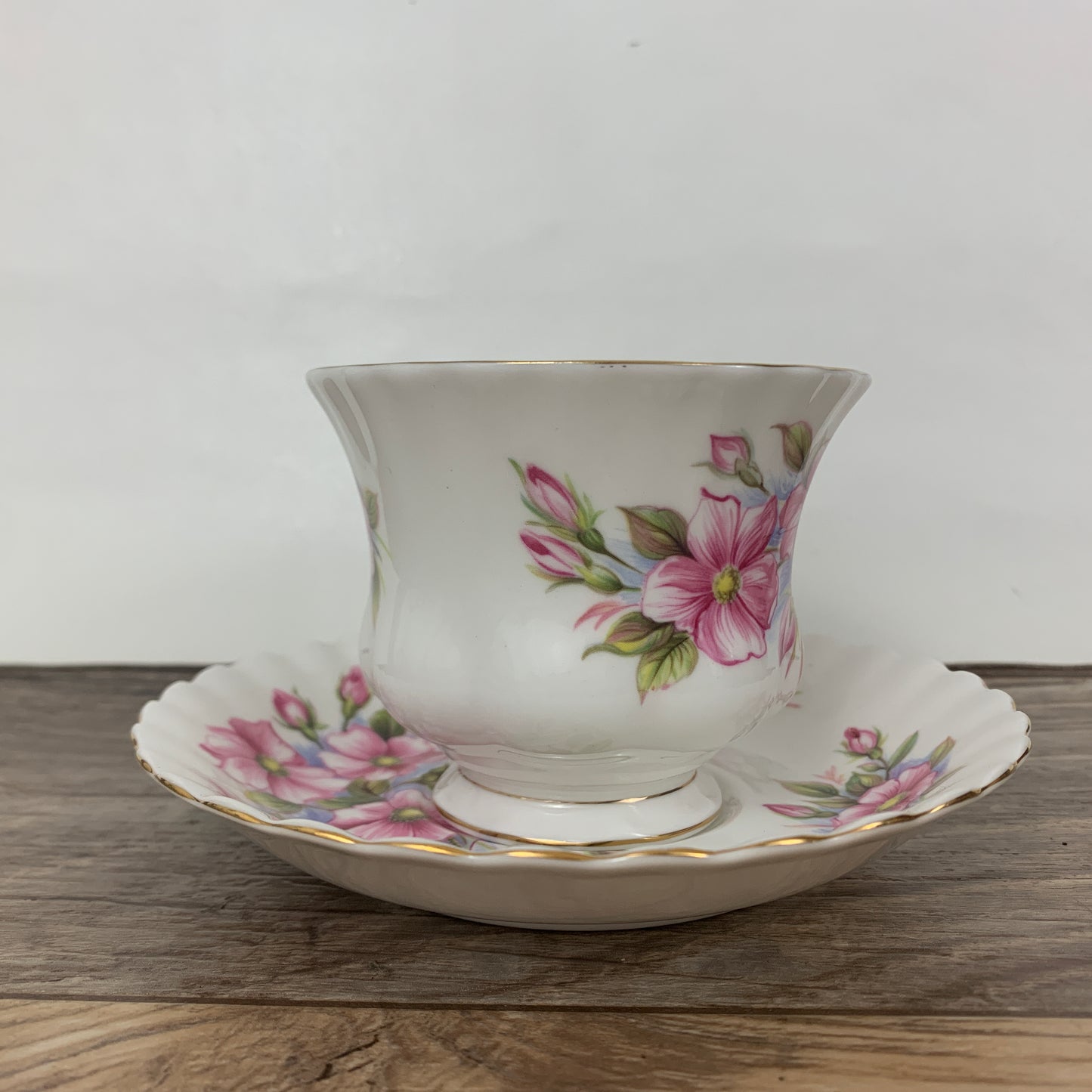 Royal Albert Wild Rose Teacup and Saucer/Vintage Tea Cup c1970-1980