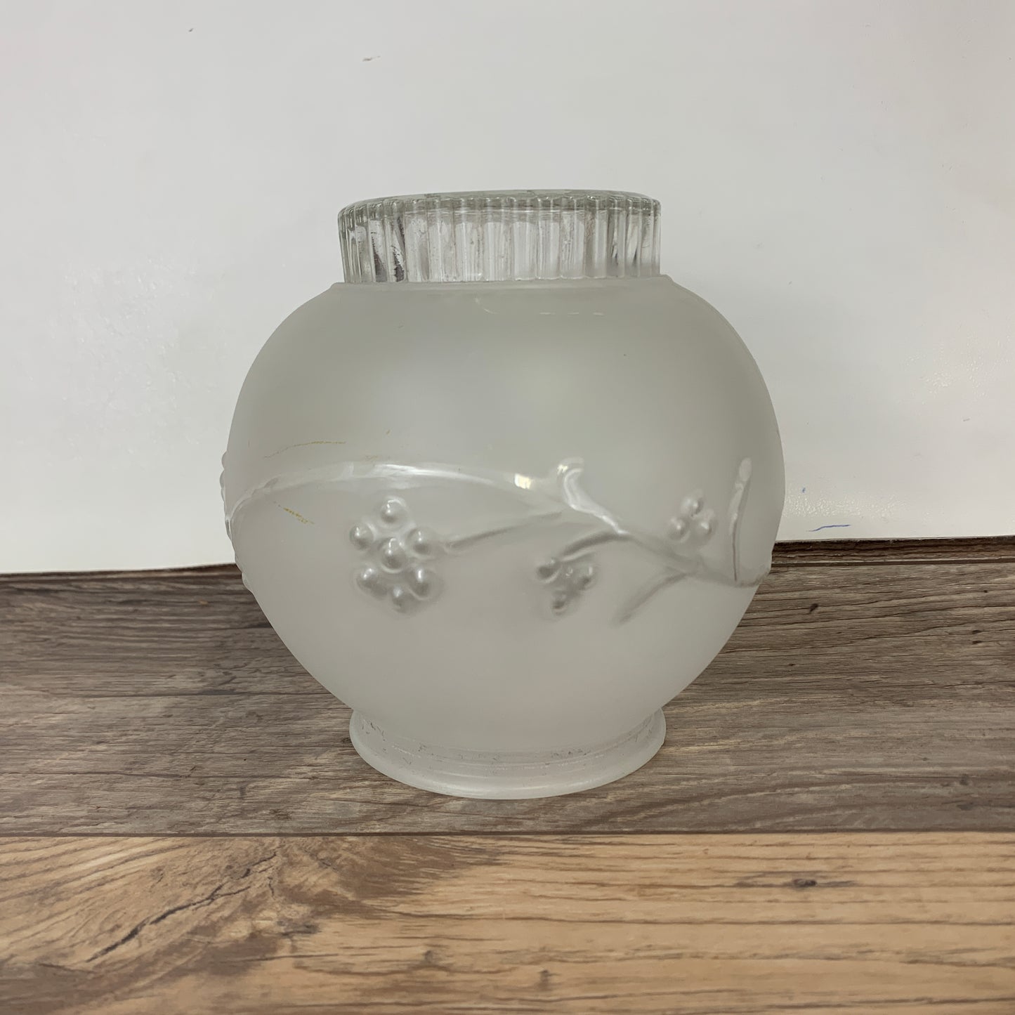 Frosted Light Cover, Mid-Century Globe Ceiling Light w/ raised floral pattern