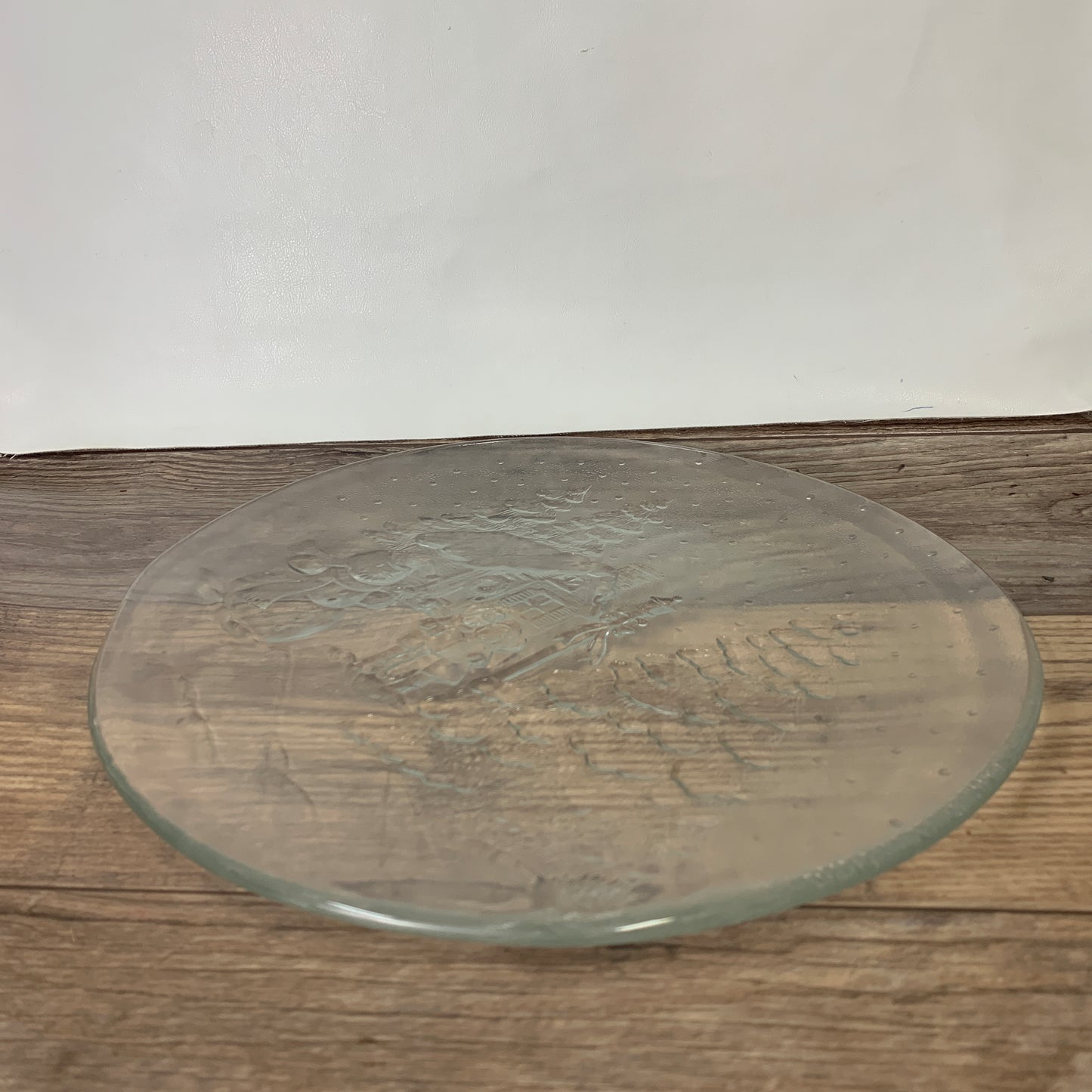 Large Glass Christmas Platter, Clear Glass Tray with Christmas Scene
