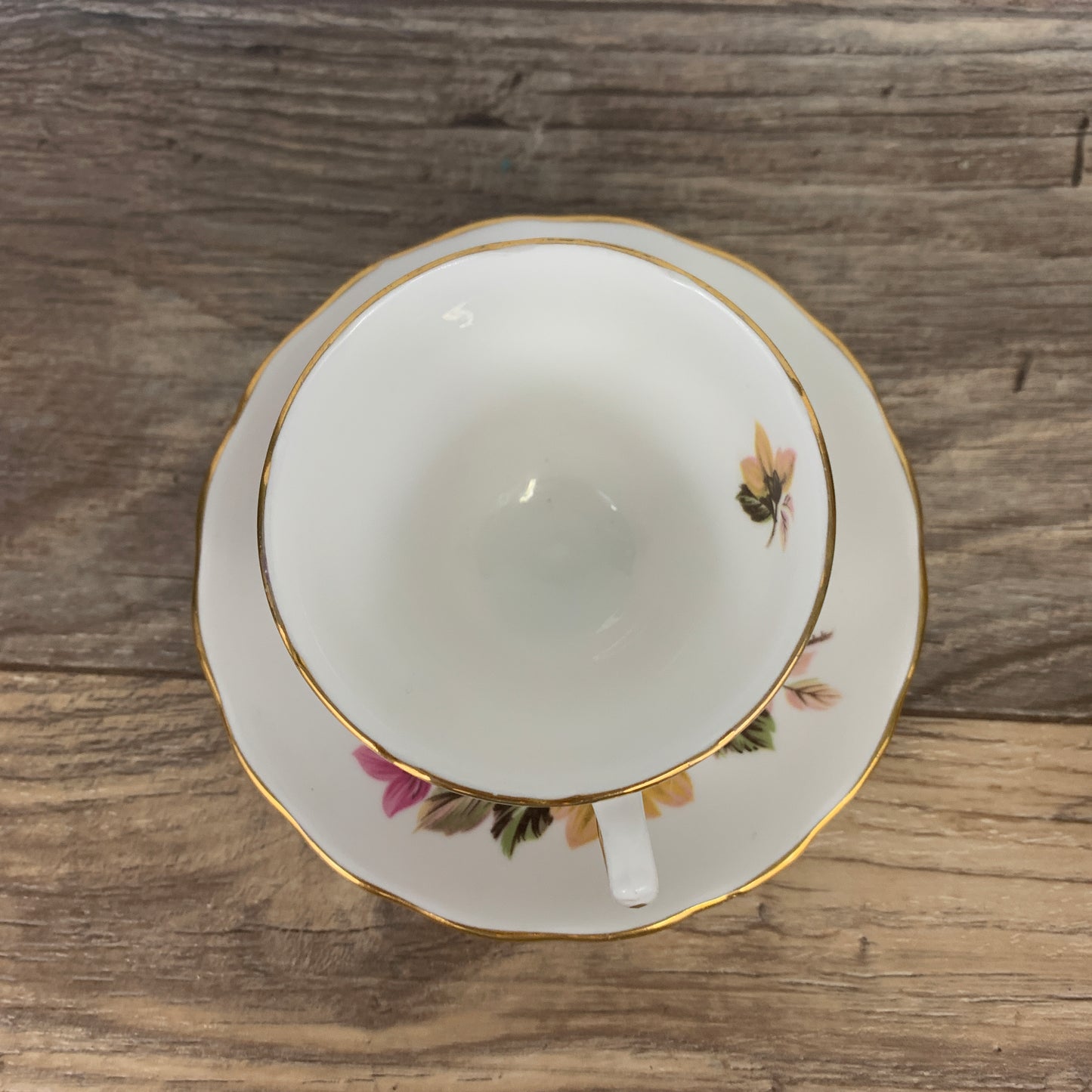Royal Vale Vintage Teacup and Saucer Set with Pink and Yellow Floral Pattern
