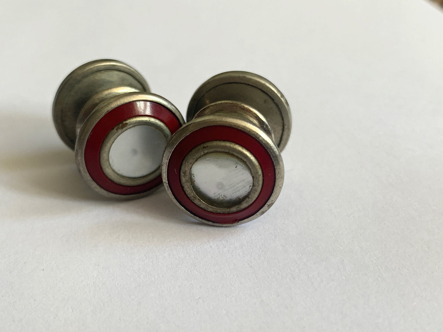 Vintage Snap Cufflinks Red and White Vintage Cufflinks