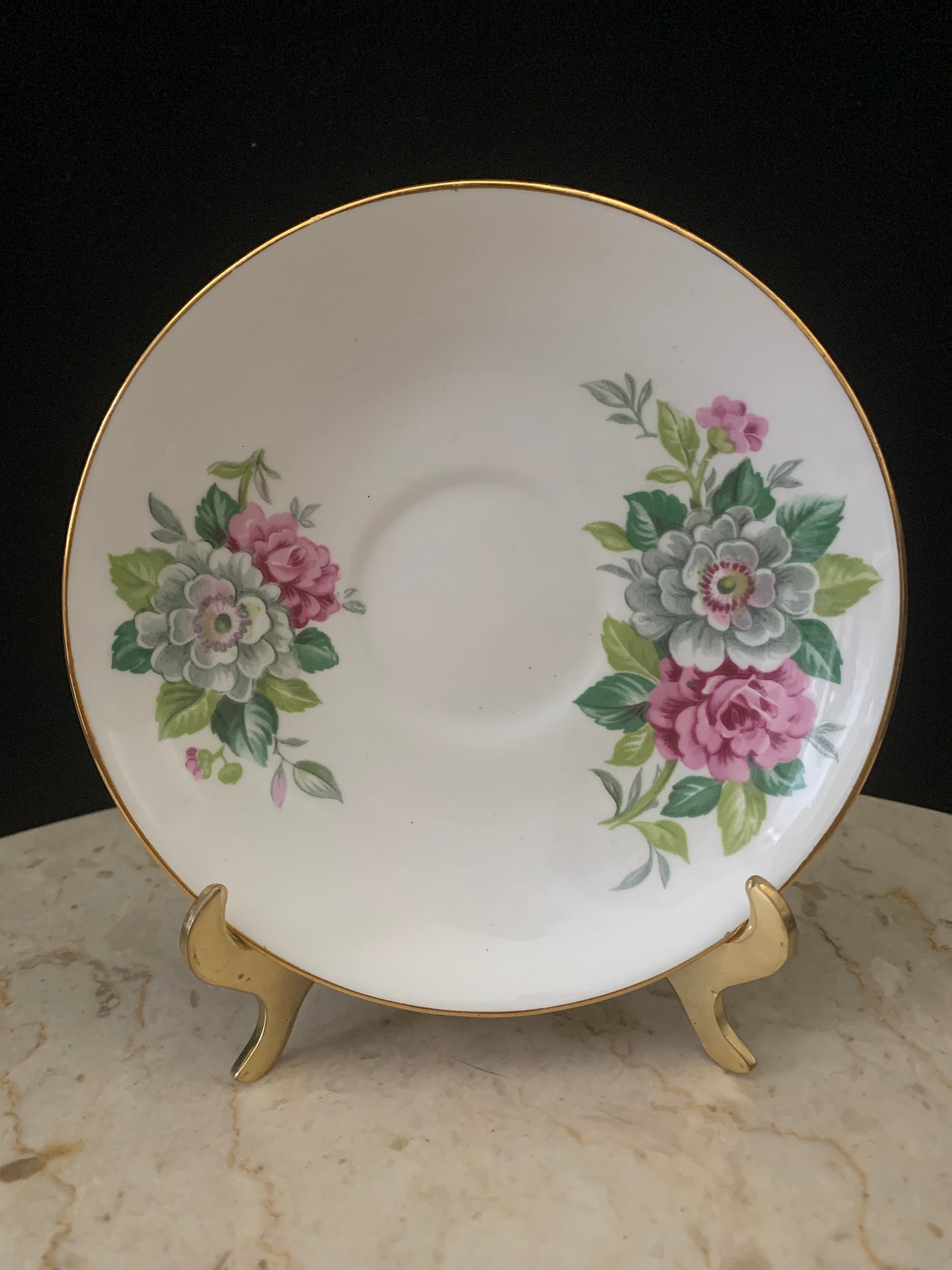 Pink and White Floral Tea Cup and Saucer Set Clare China Vintage Teacup