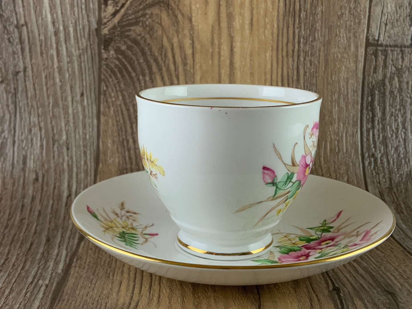 Vintage Teacup with Pink Trumpet Flowers Clare China Pink Floral Tea Cup