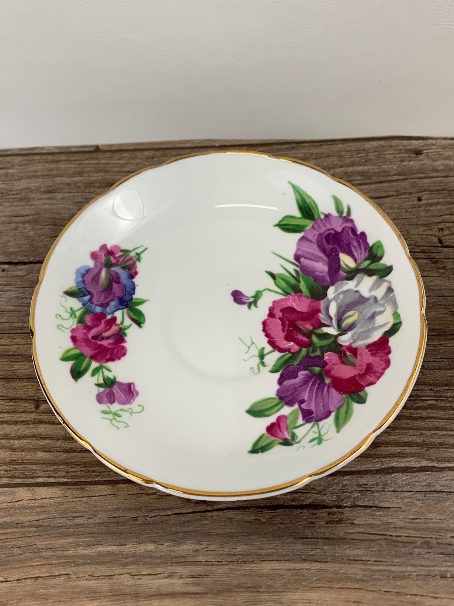 Pink, Purple, and White Floral Vintage Teacup and Saucer by Regency China