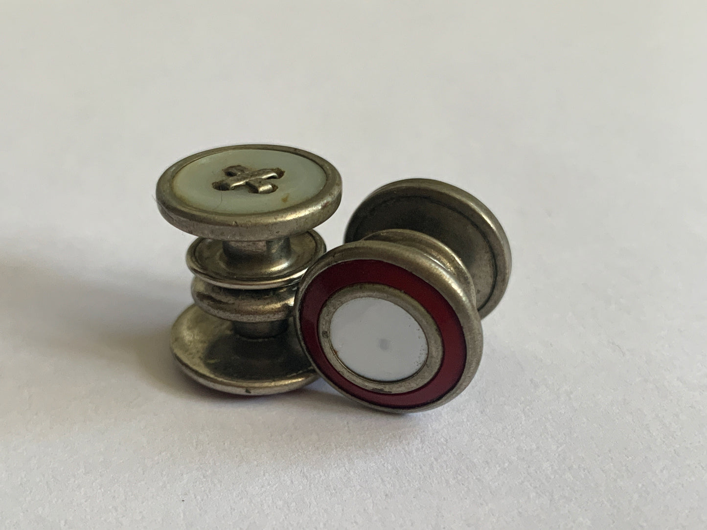 Vintage Snap Cufflinks Red and White Vintage Cufflinks
