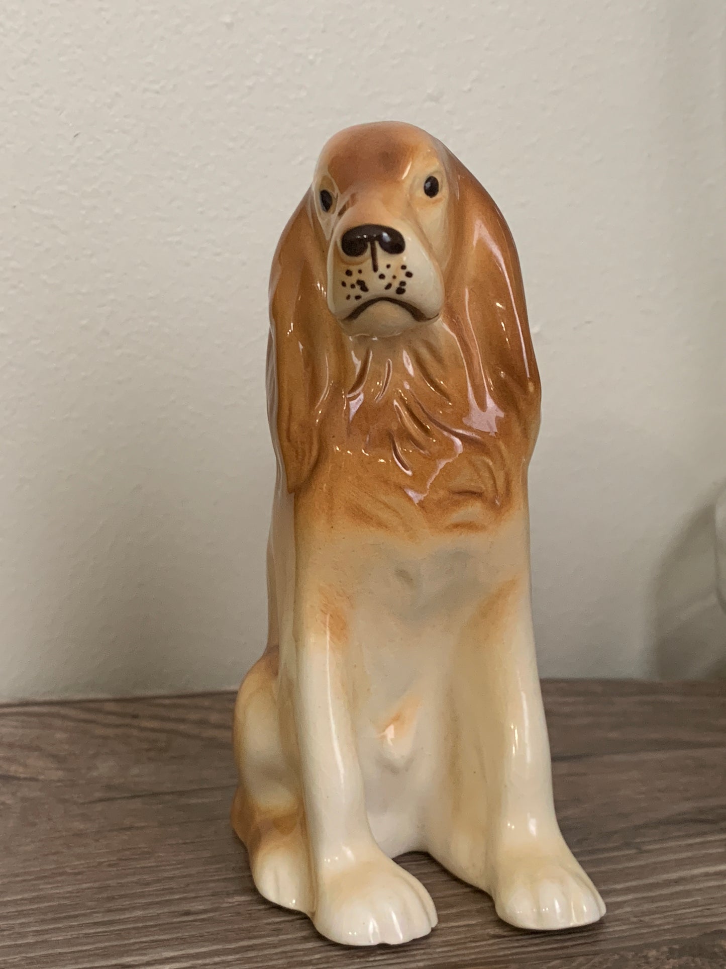 Porcelain Dog Figurine Royal Dux Czechoslovakia Sitting Spaniel or Retriever