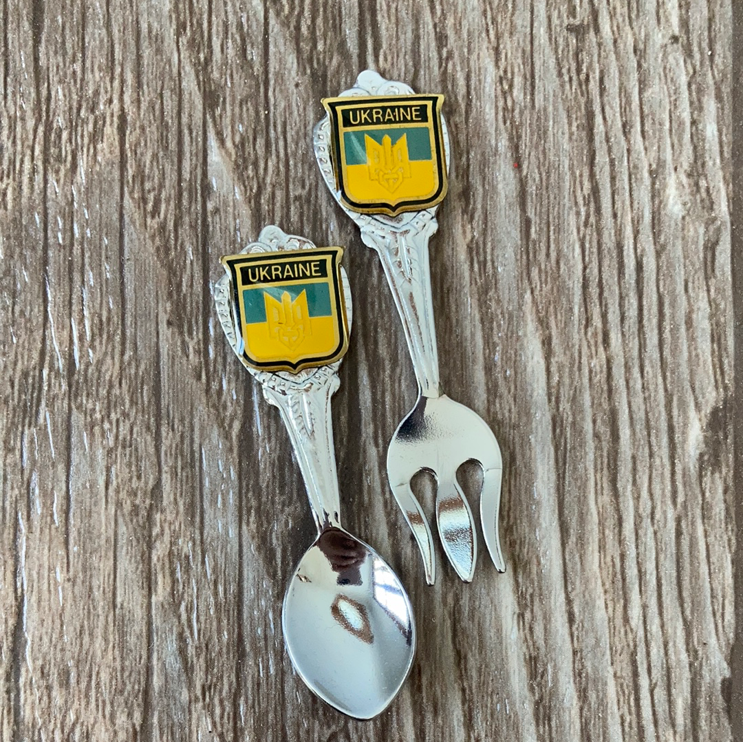 Ukraine Collectible Mini Souvenir Fork and Spoon