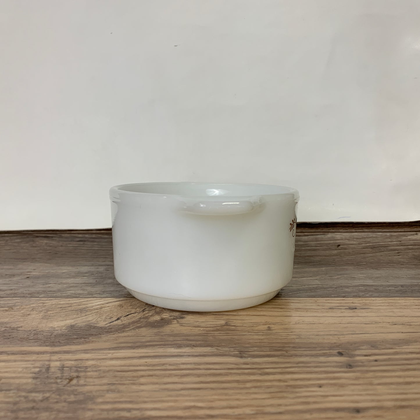 Vintage Pyr-O-Rey Dynaware Brown Floral Daisy Appetizer/Dip Glass Bowl White