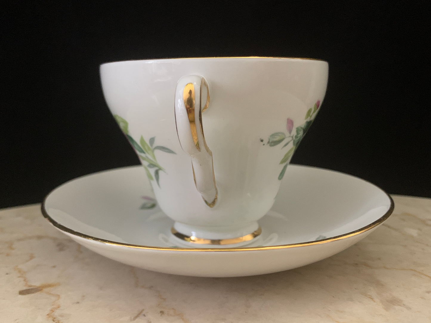 Pink and White Floral Tea Cup and Saucer Set Clare China Vintage Teacup