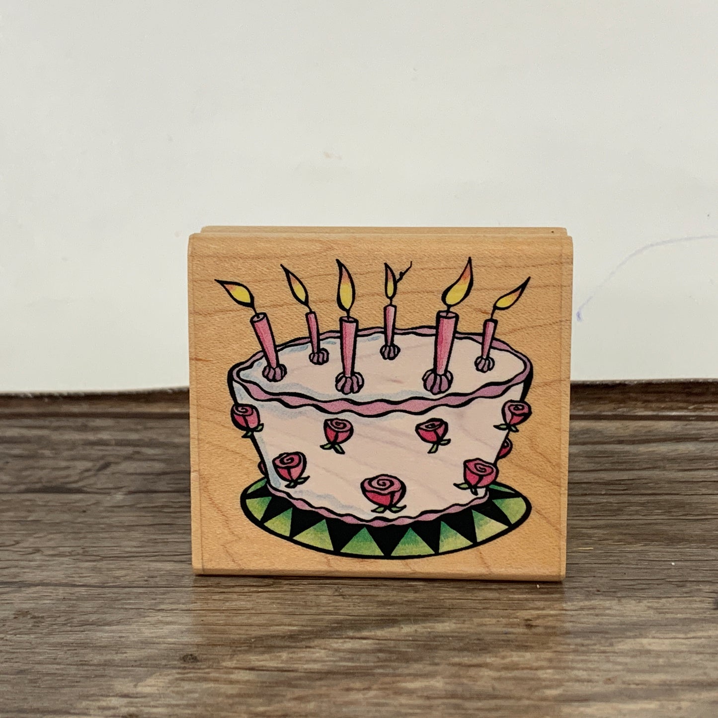 Birthday Cake Rubber Stamp Paper Craft Supply, Wacky Cake Rubber Stampede Wood Mounted Stamp