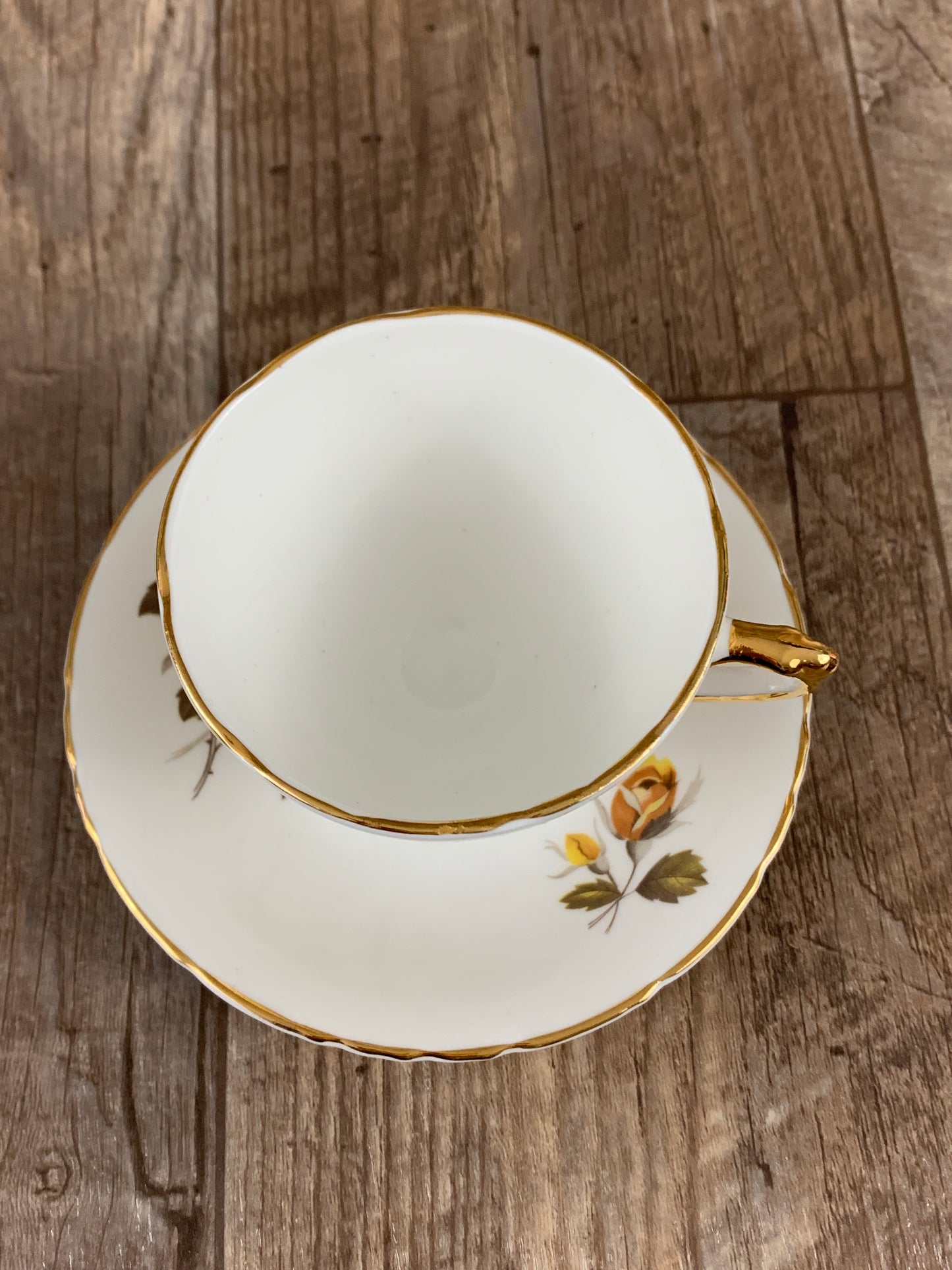 Vintage Teacup with Yellow Roses Fine Bone China Teacup and Saucer Set