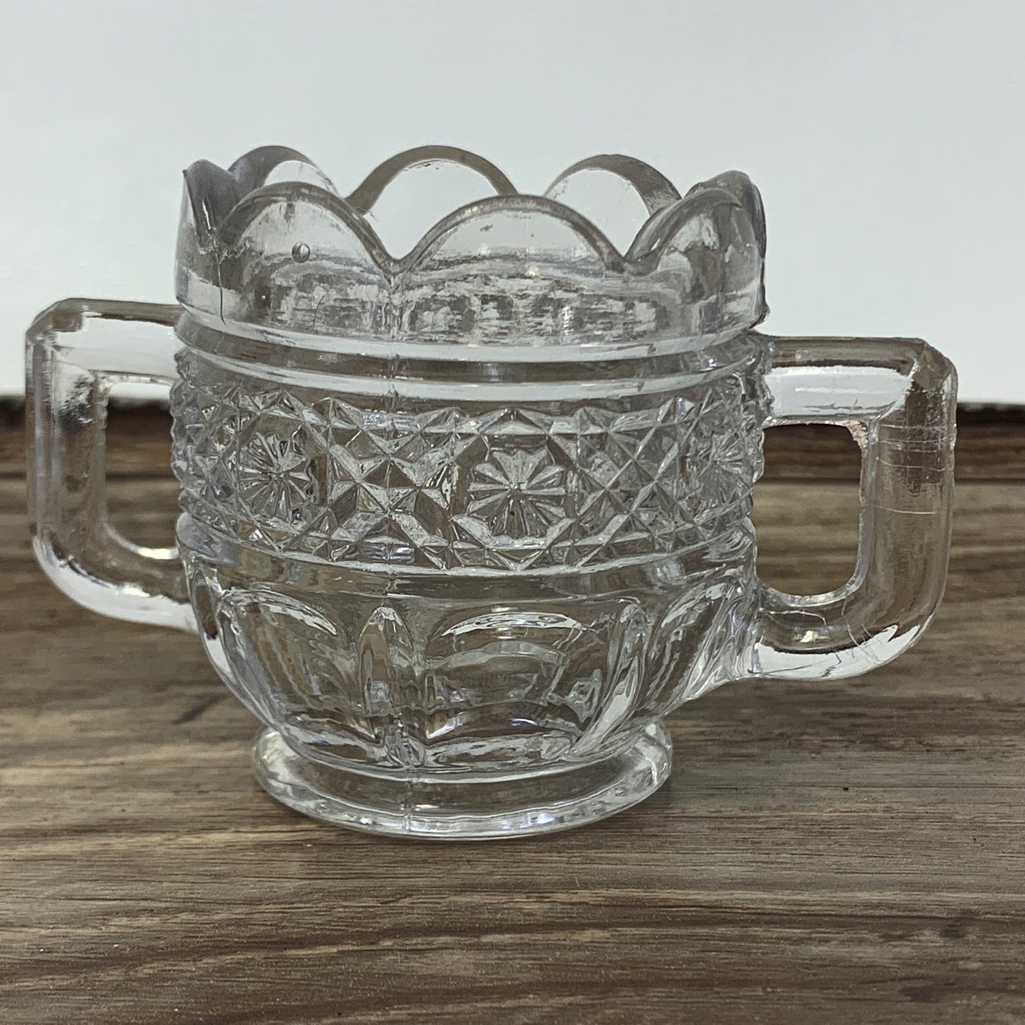 EAPG Child's Size Cream and Sugar c 1913 John B Higbee Glass Company, Miniature Cream and Sugar set