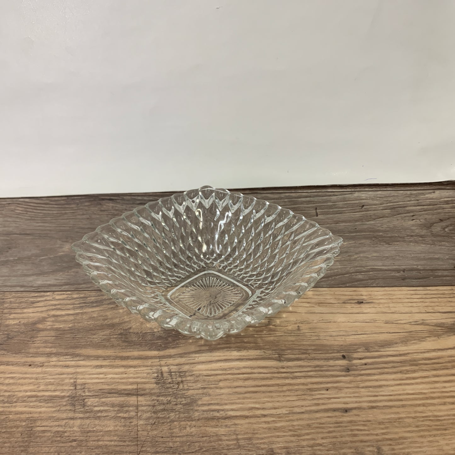 Vintage Anchor Hocking Square Bowl with Fish Scale Pattern