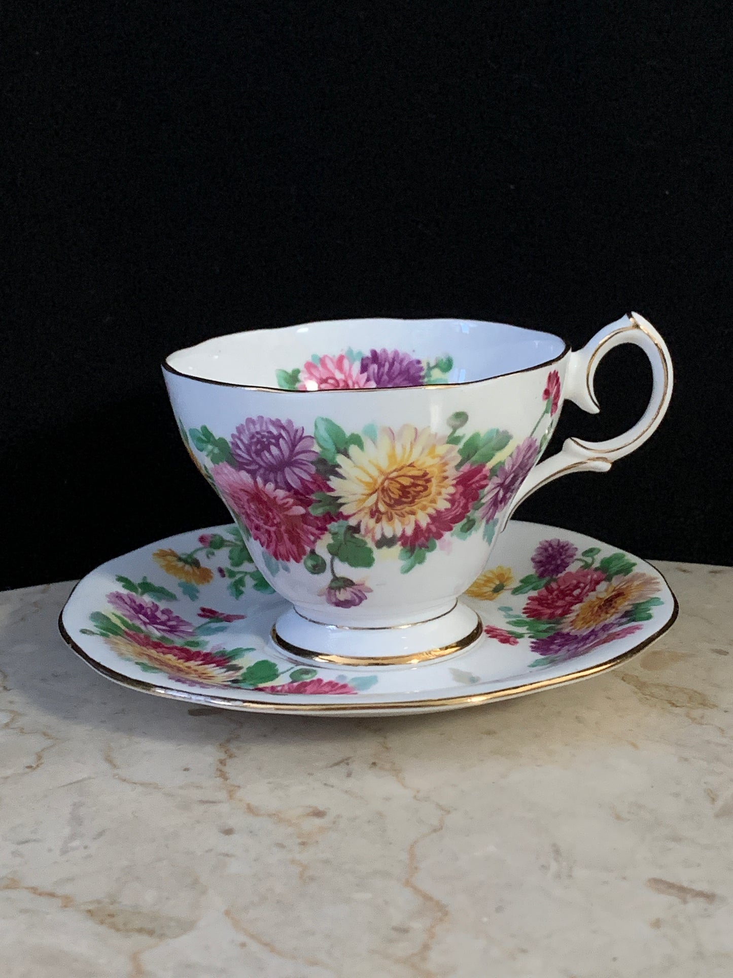 Queen Anne Vintage Tea Cup Autumn Glory Floral Pattern Teacup