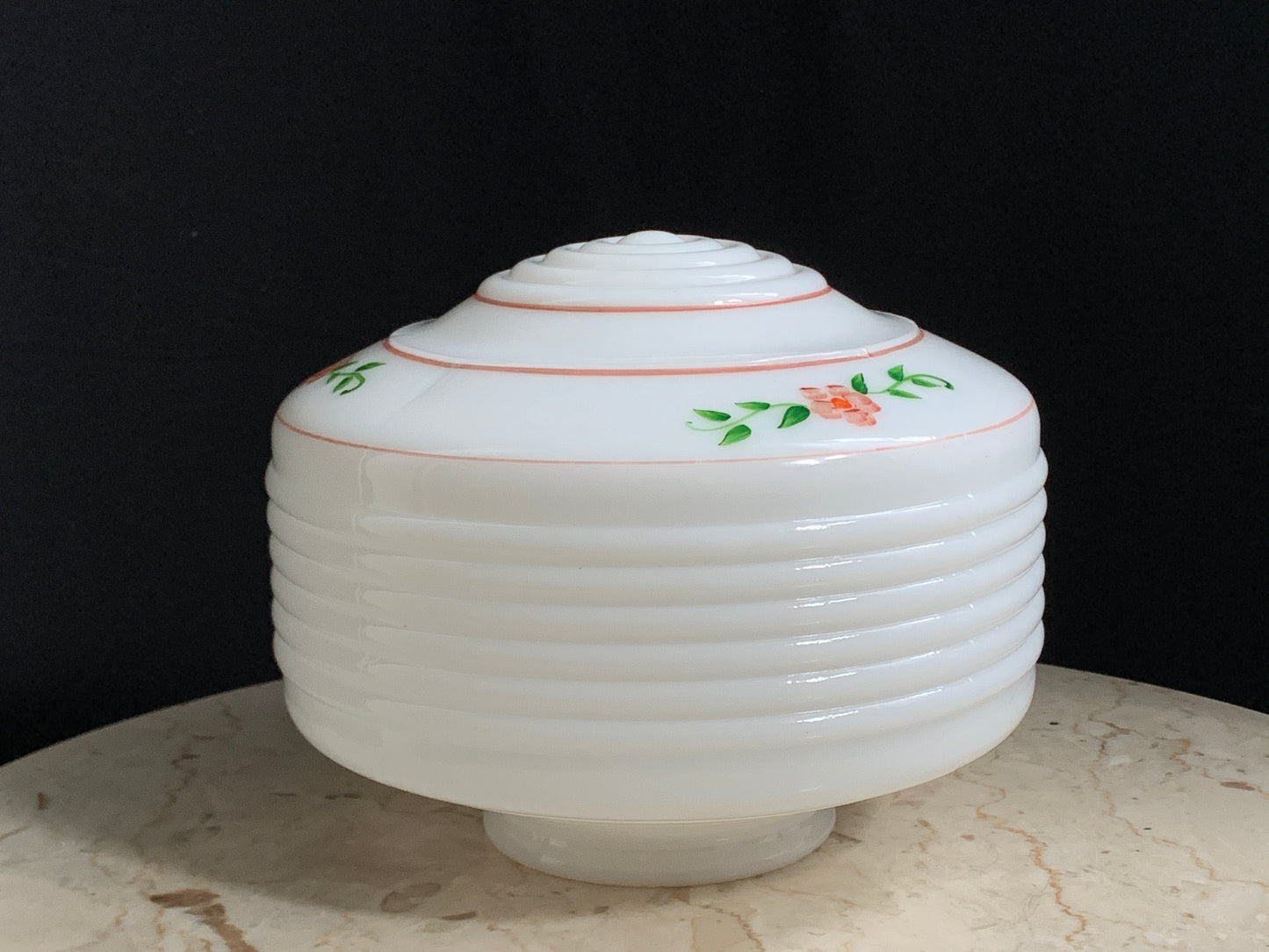 Hand Painted Milk Glass Light Cover
