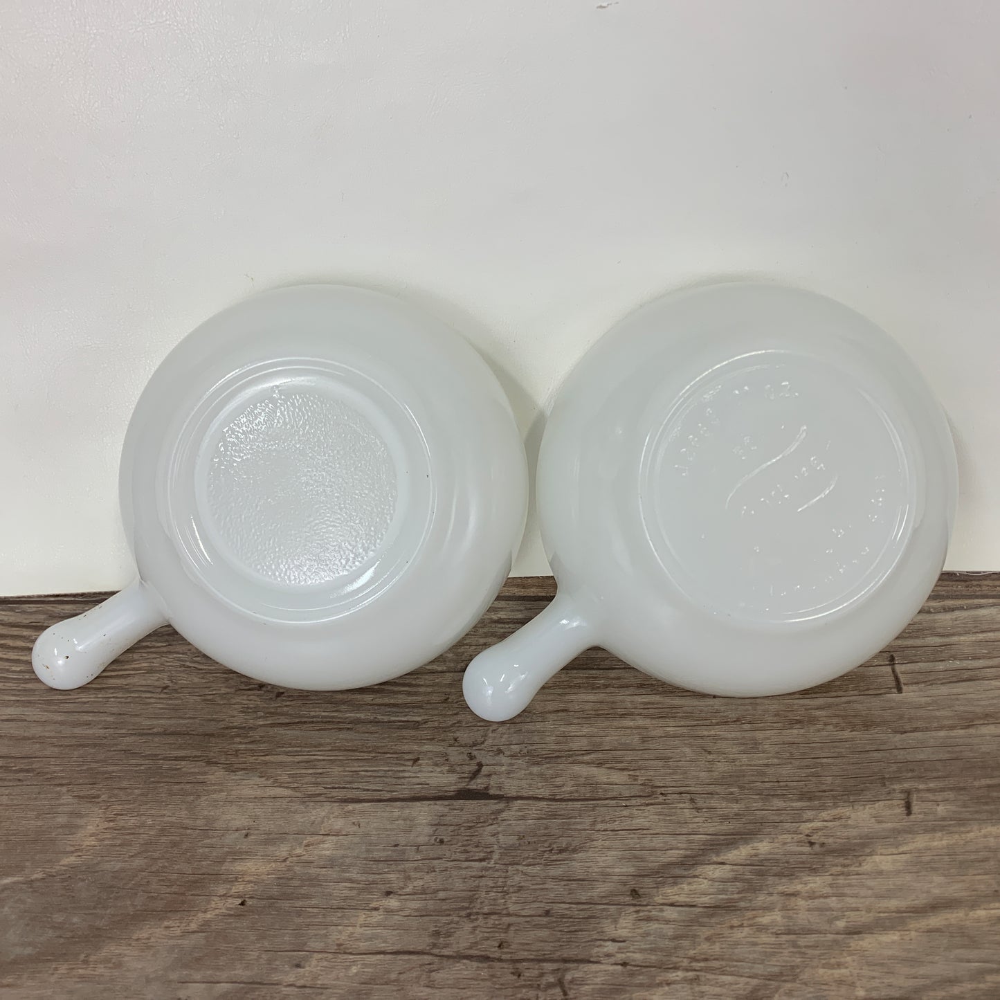 Milk Glass Soup Bowls with Handles - Set of 2