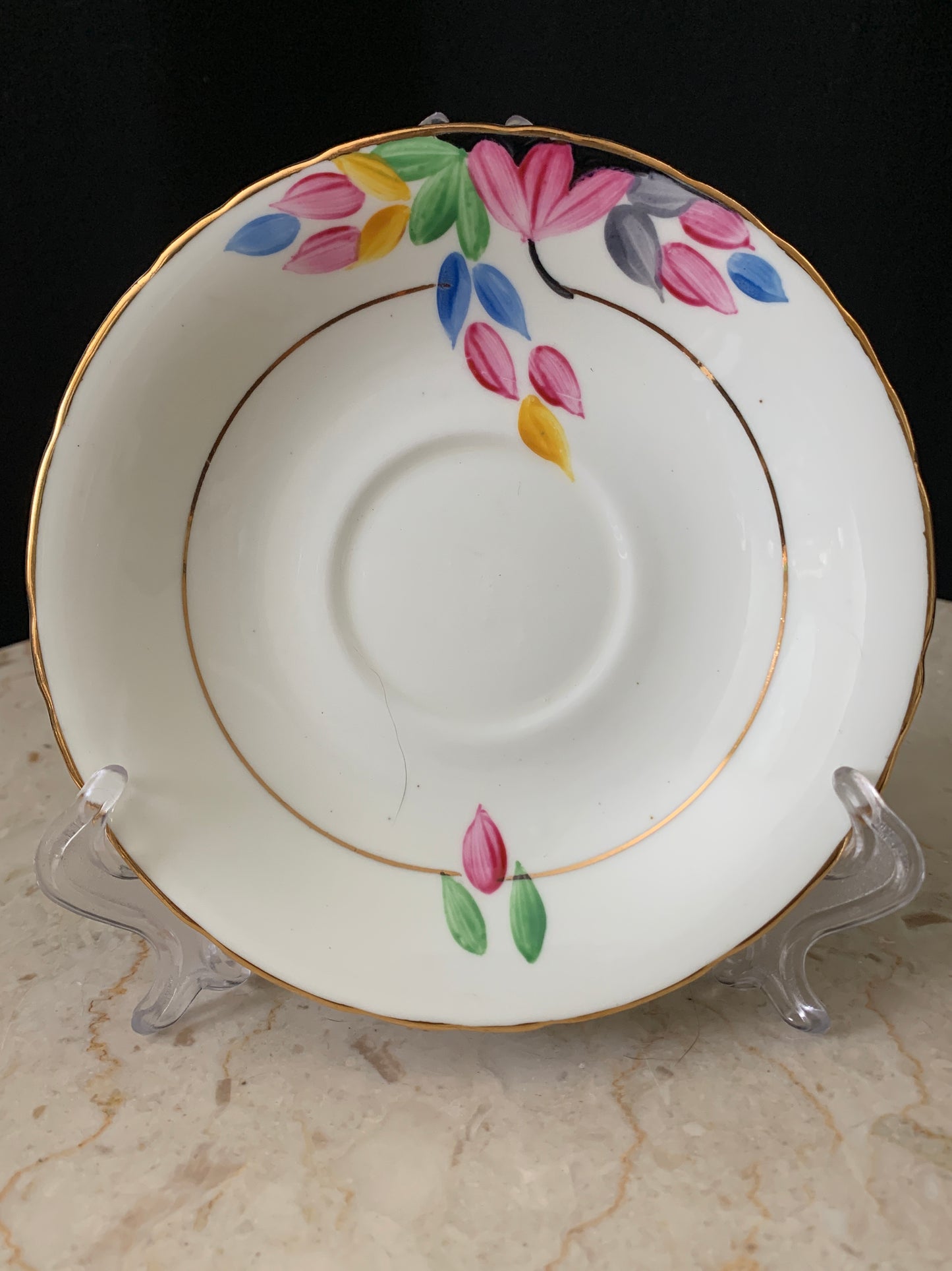 Hand Painted Floral Vintage Teacup and Saucer Set