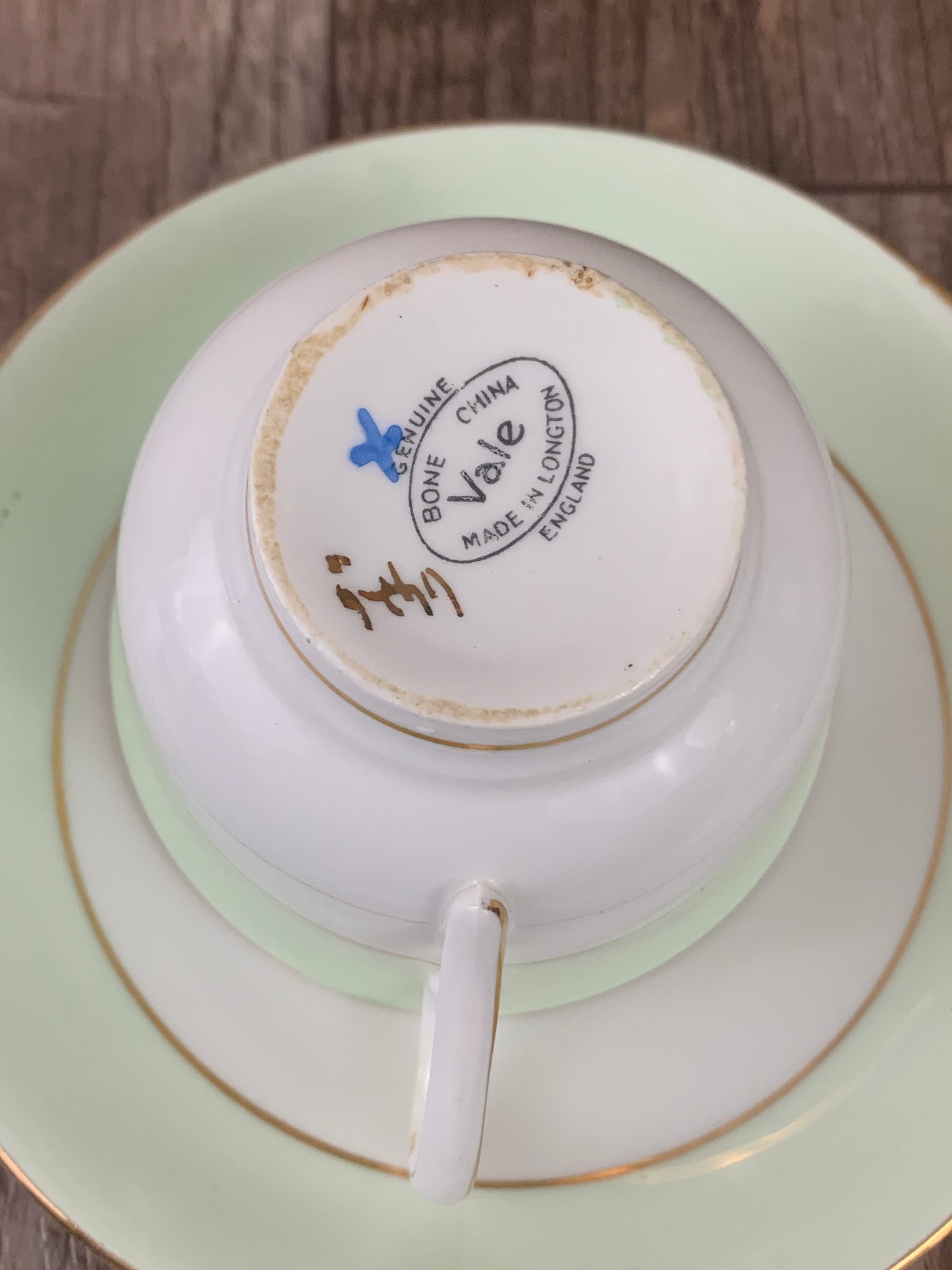 Vintage Pale Green Teacup Royal Vale Vintage Tea Cup