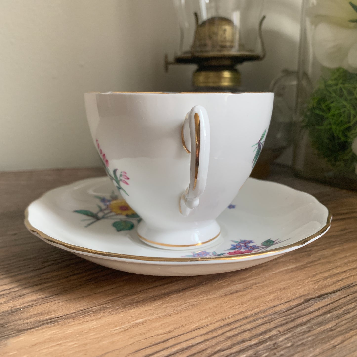 Mismatch Teacup Colourful Floral Tea Cup Pink and Yellow Spring Flowers