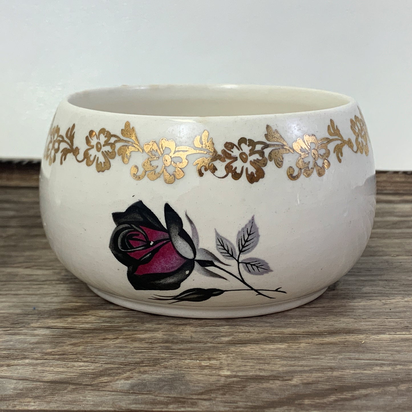 Vintage Cream and Sugar Set Black and Red Roses Lord Nelson Pottery