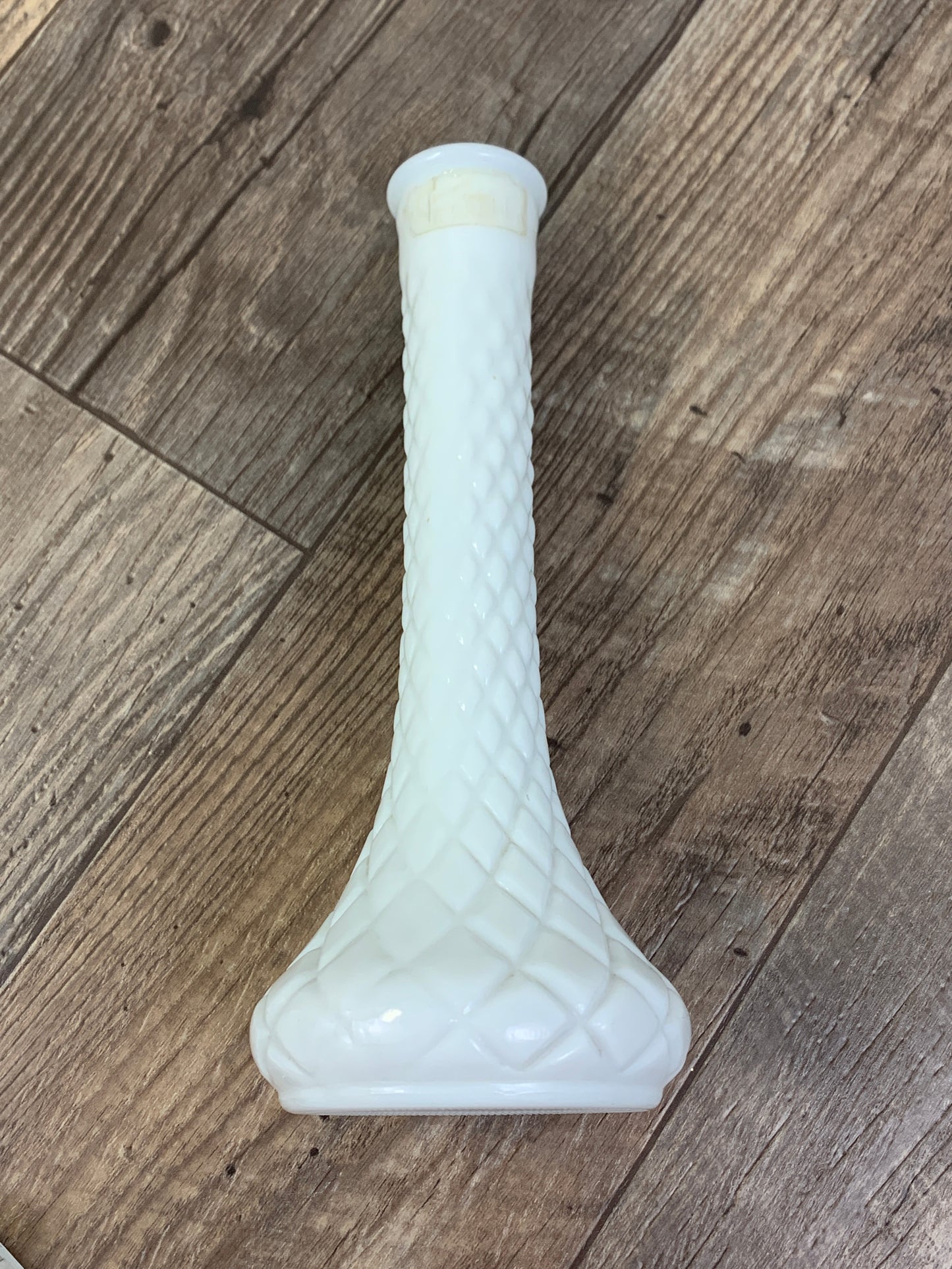 Vintage Milk Glass Teleflora Vase Diamond Pattern Vintage Farmhouse Decor