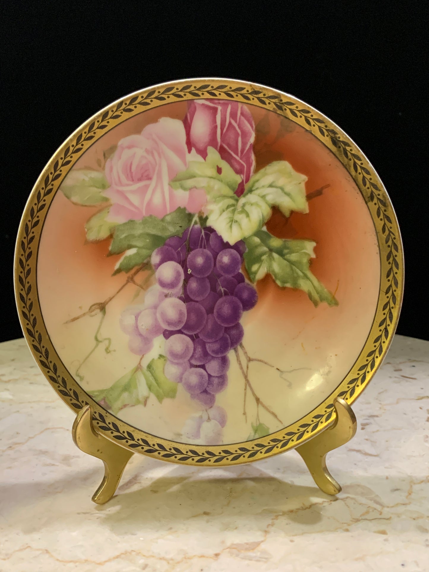 Rosenthal Hand Painted Tea Cup and Saucer with Grape Pattern Bavaria China Teacup